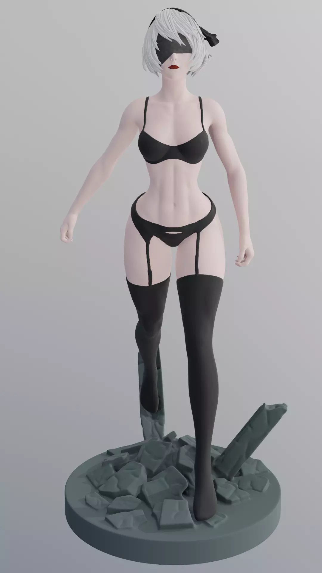 2B - NieR Automata - STL 3D Print Model 3D print model_12