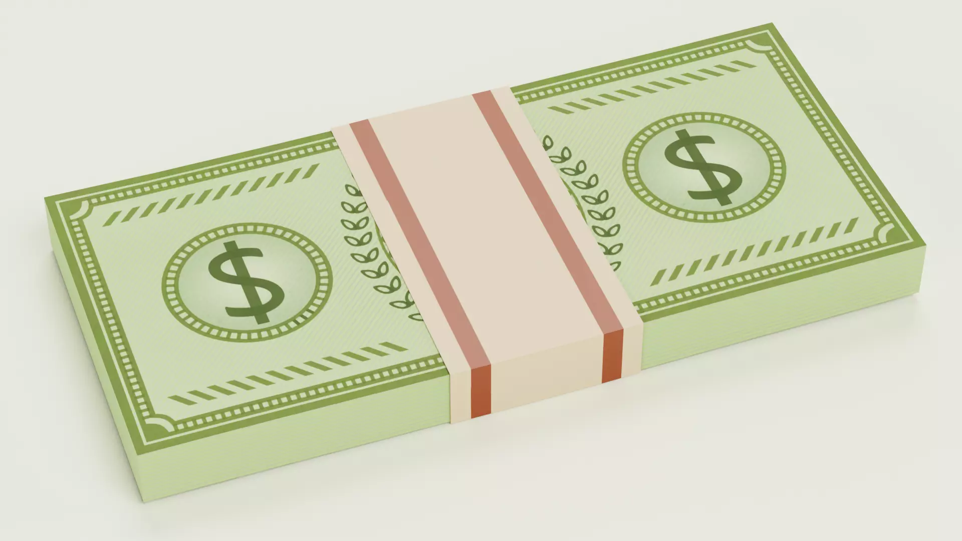 Cartoon Money Bills Set Low-poly 3D model_20