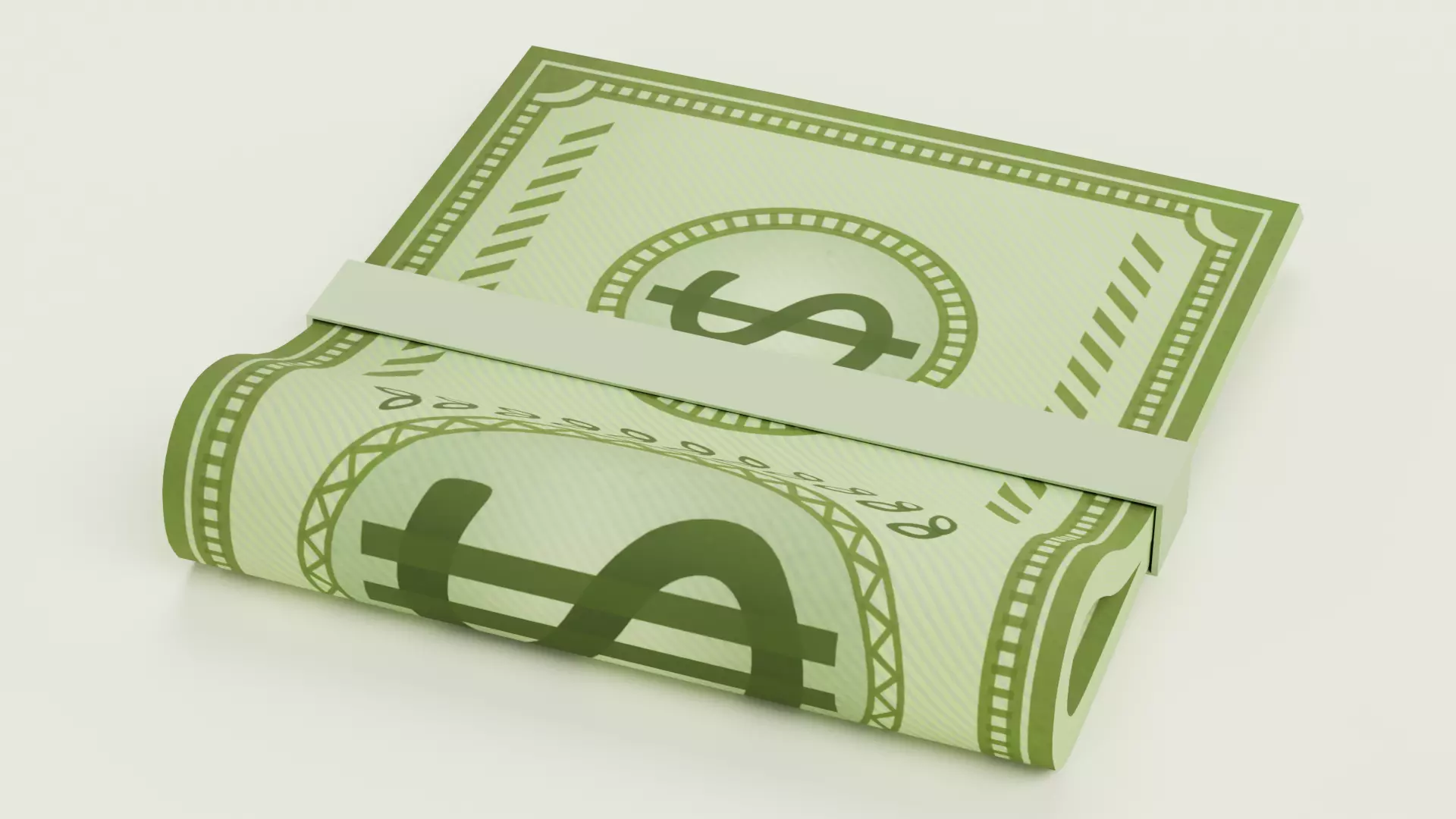 Cartoon Money Bills Set Low-poly 3D model_2