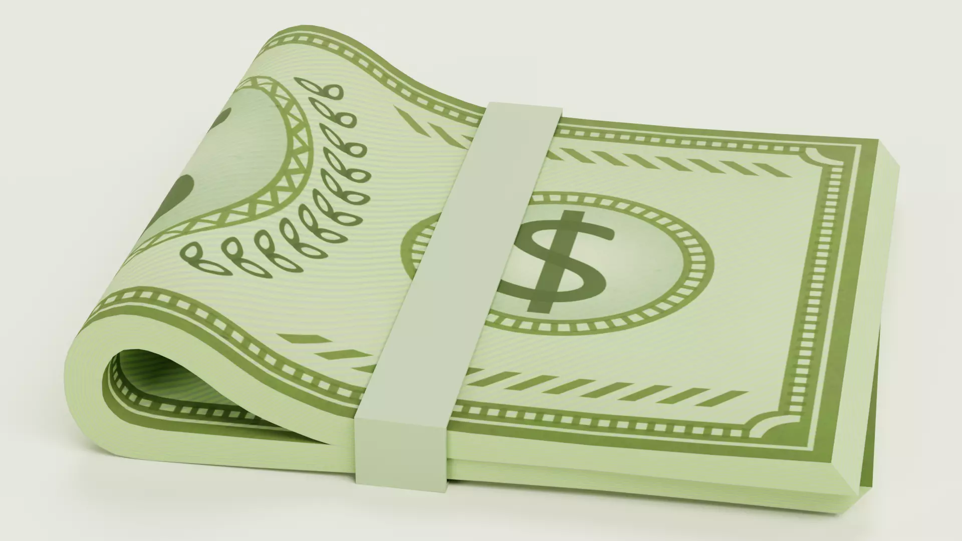 Cartoon Money Bills Set Low-poly 3D model_1