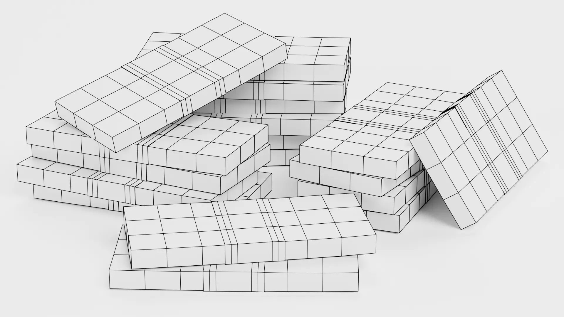 Cartoon Money Bills Set Low-poly 3D model_11