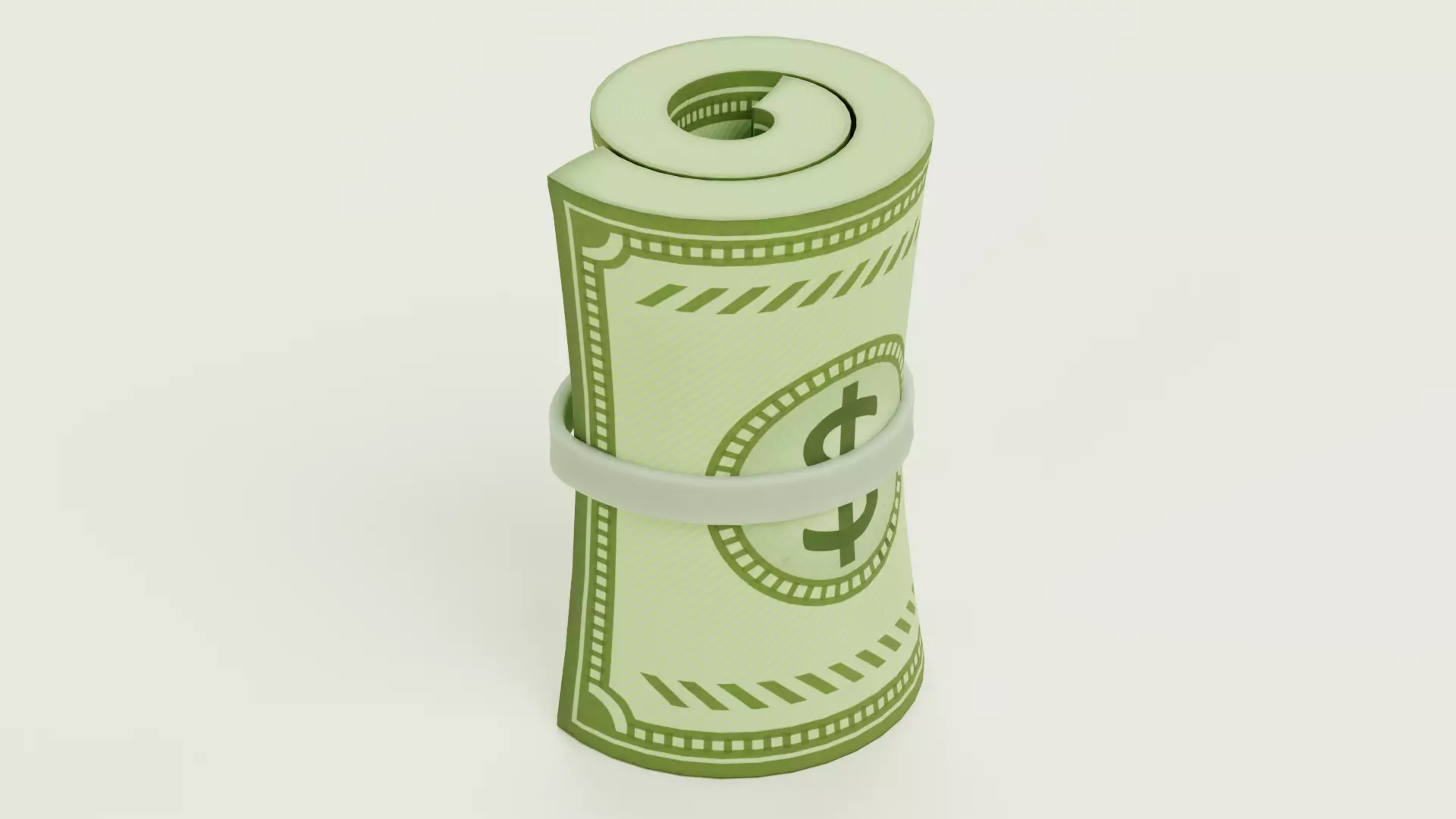 Cartoon Money Bills Set Low-poly 3D model_15