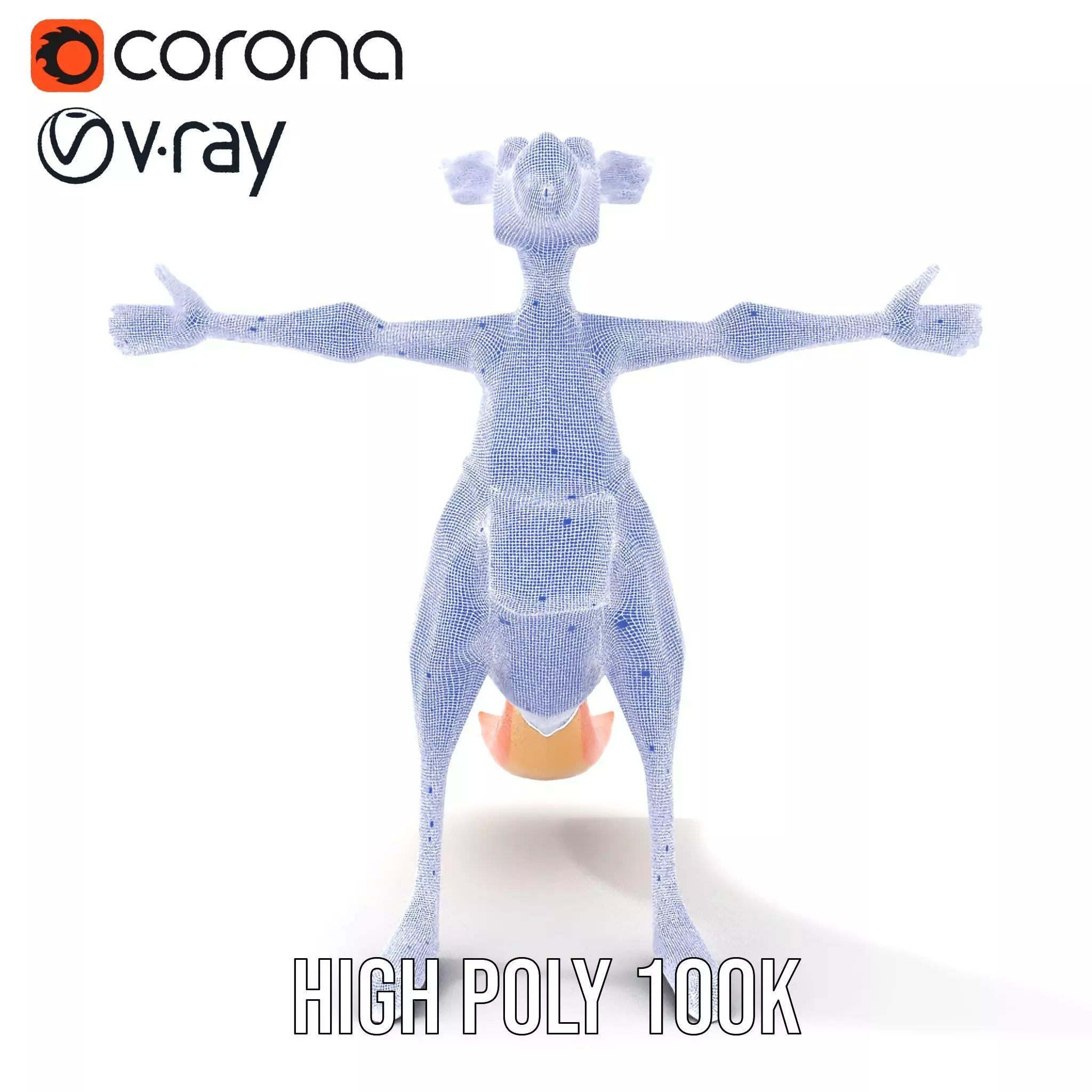 Playful Orange Kangaroo model pack Low-poly 3D model_32