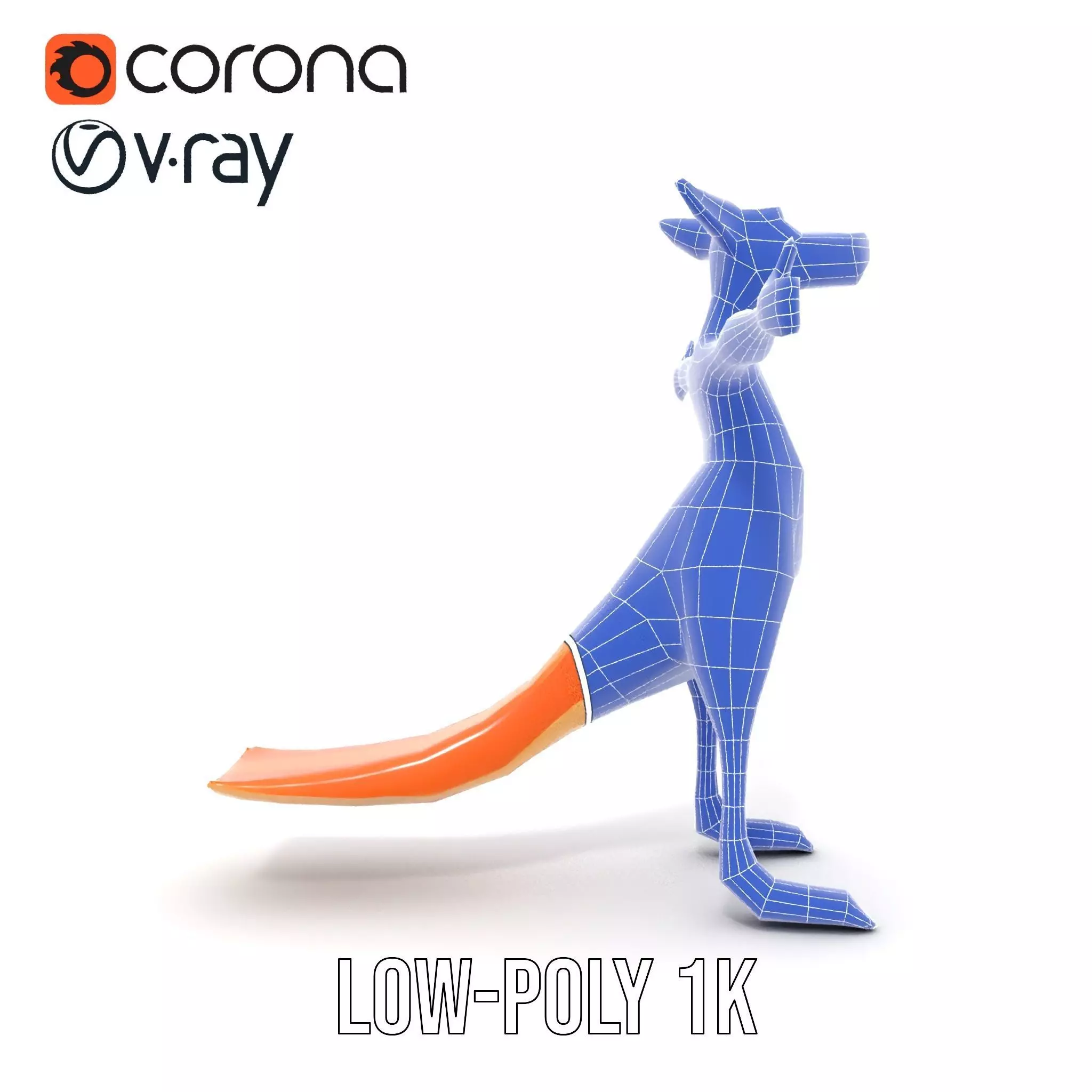 Playful Orange Kangaroo model pack Low-poly 3D model_30