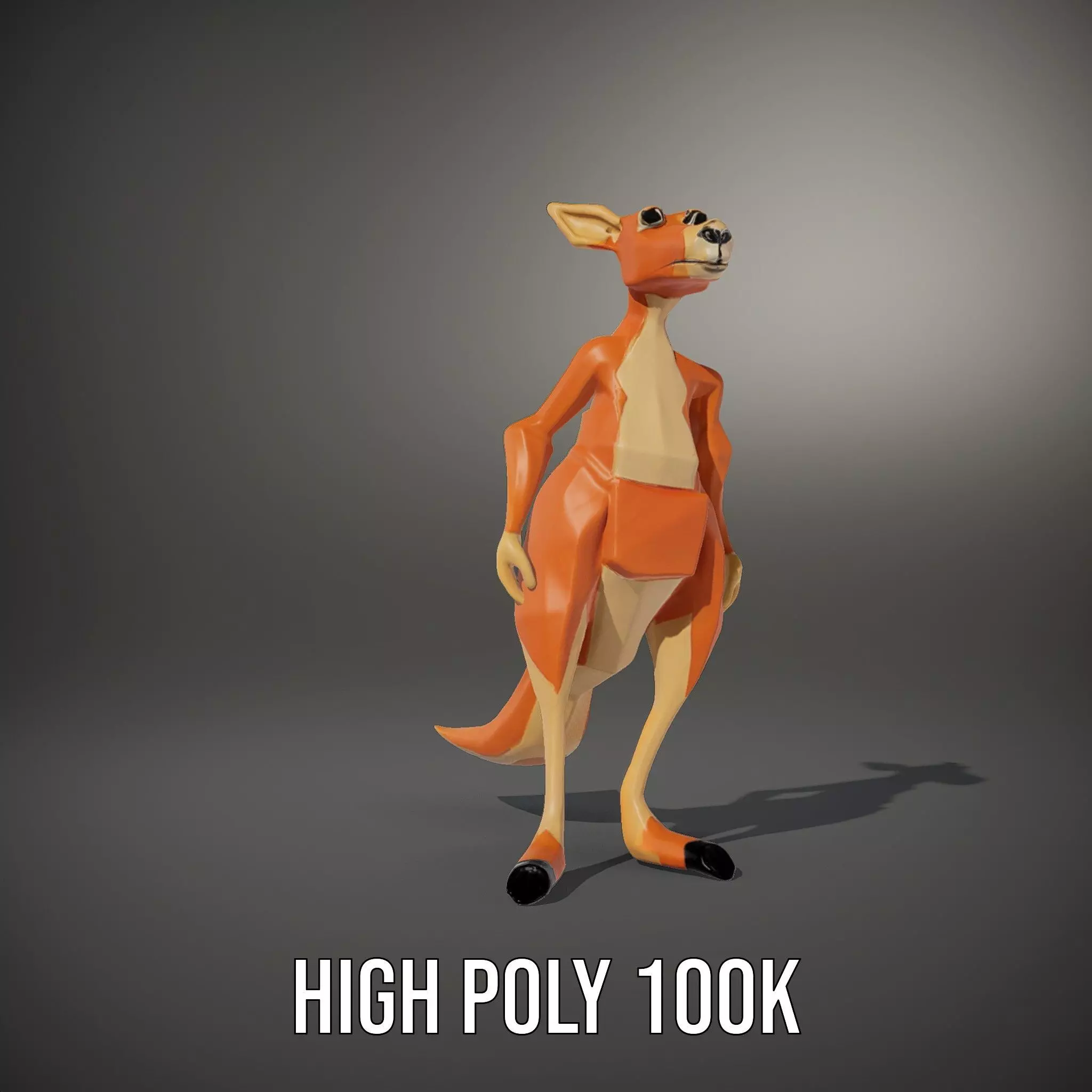 Playful Orange Kangaroo model pack Low-poly 3D model_10