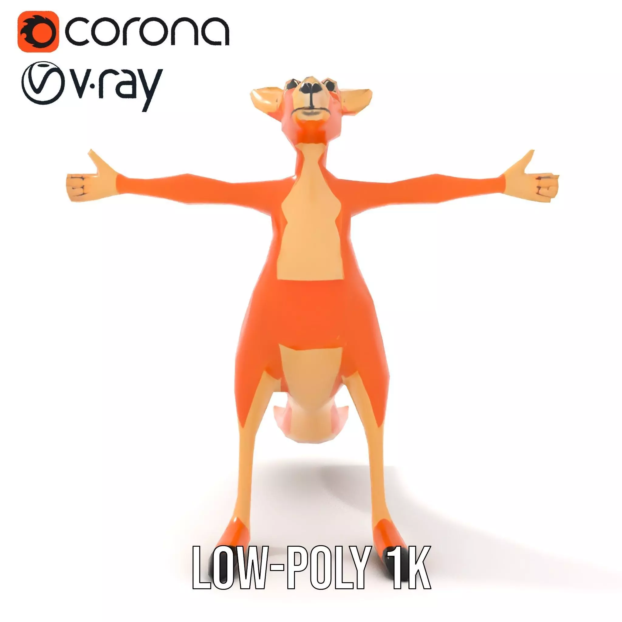 Playful Orange Kangaroo model pack Low-poly 3D model_9