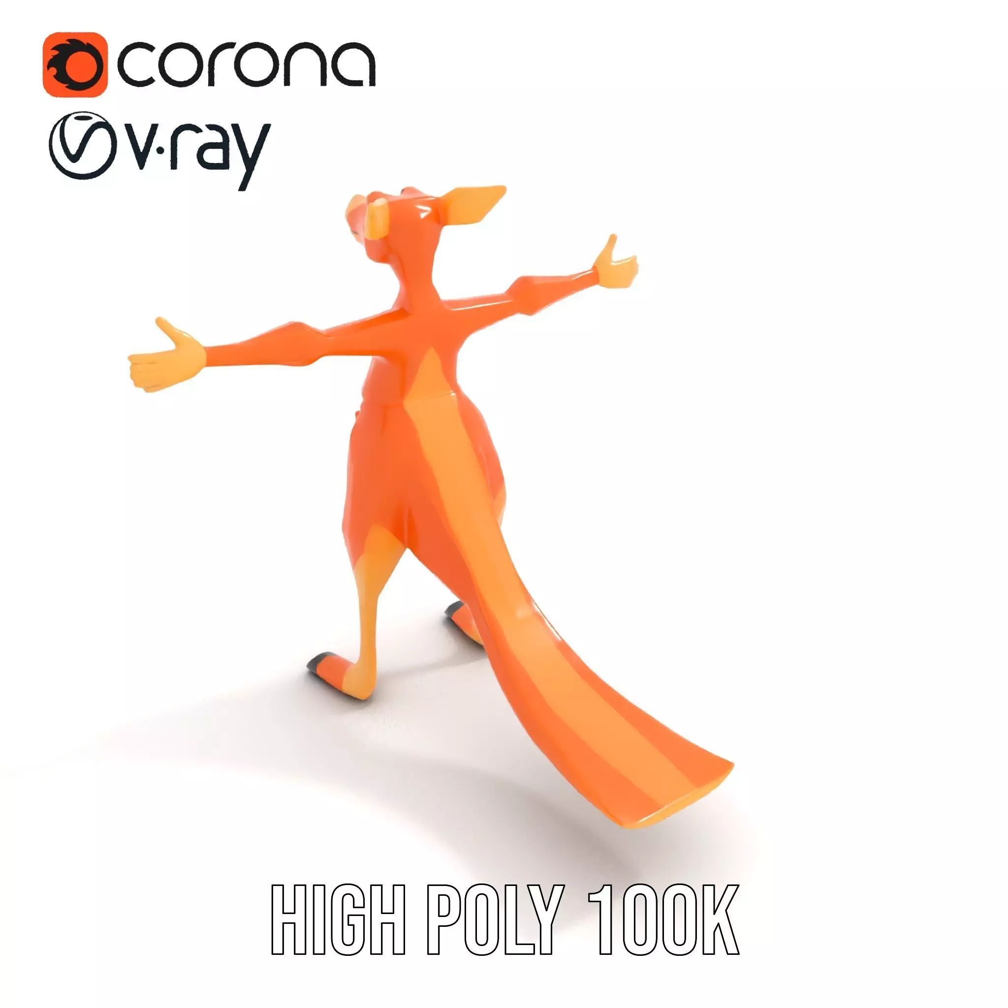 Playful Orange Kangaroo model pack Low-poly 3D model_28