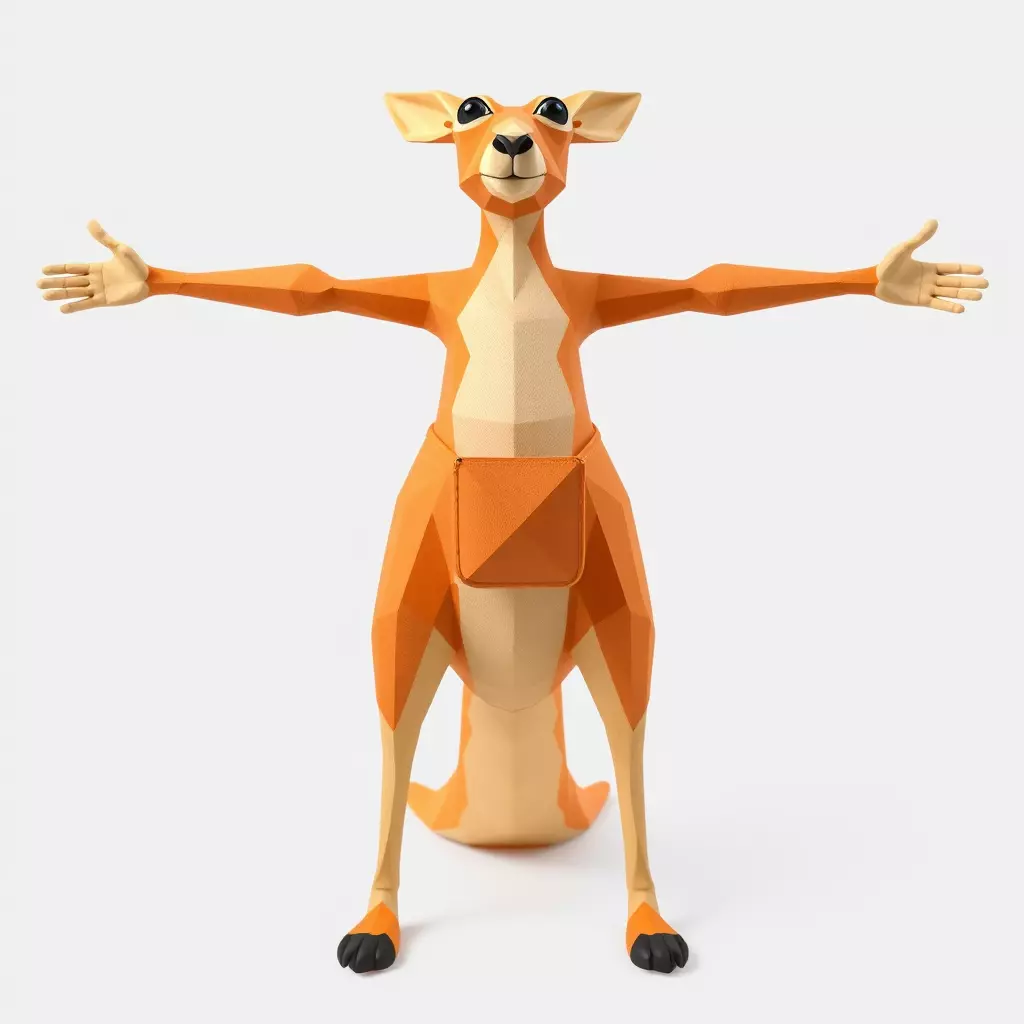 Playful Orange Kangaroo model pack Low-poly 3D model_2