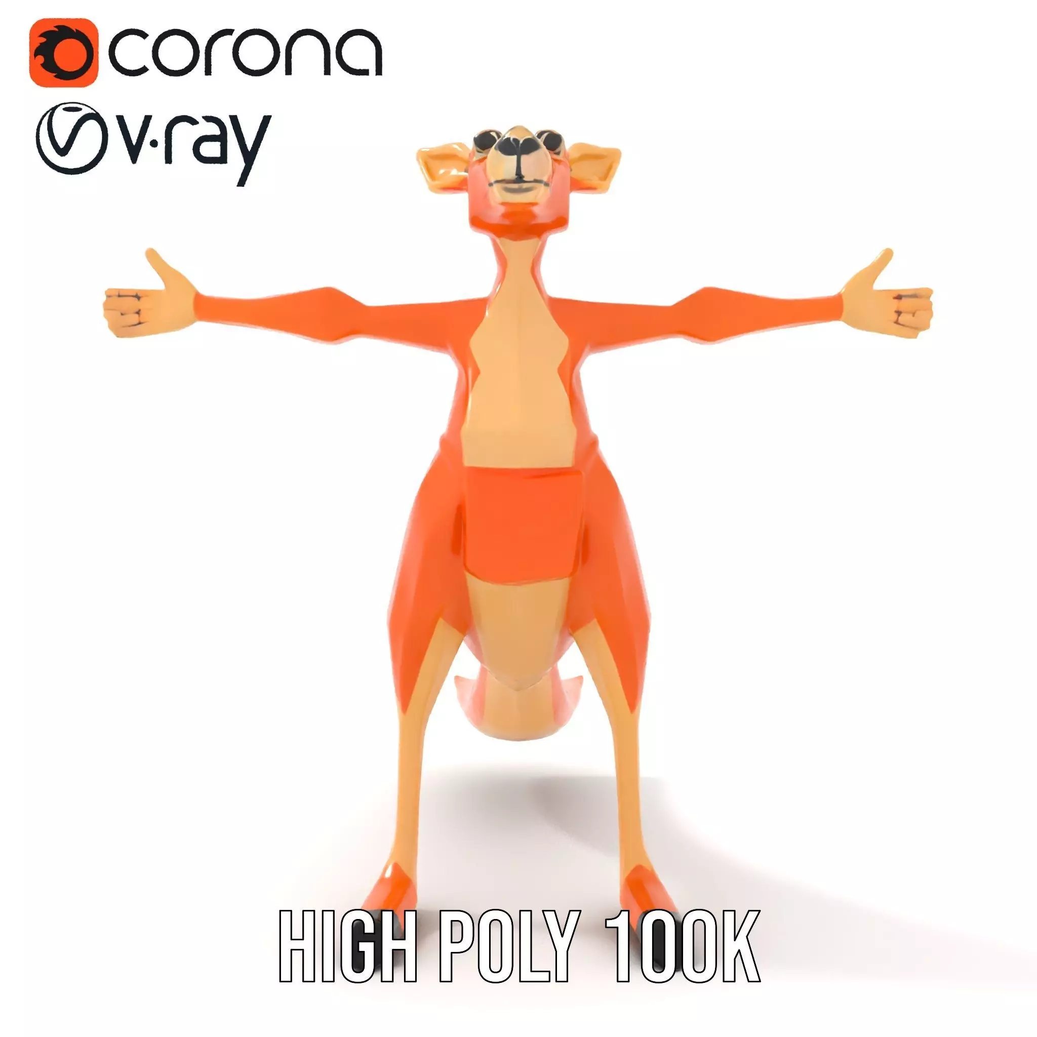 Playful Orange Kangaroo model pack Low-poly 3D model_23