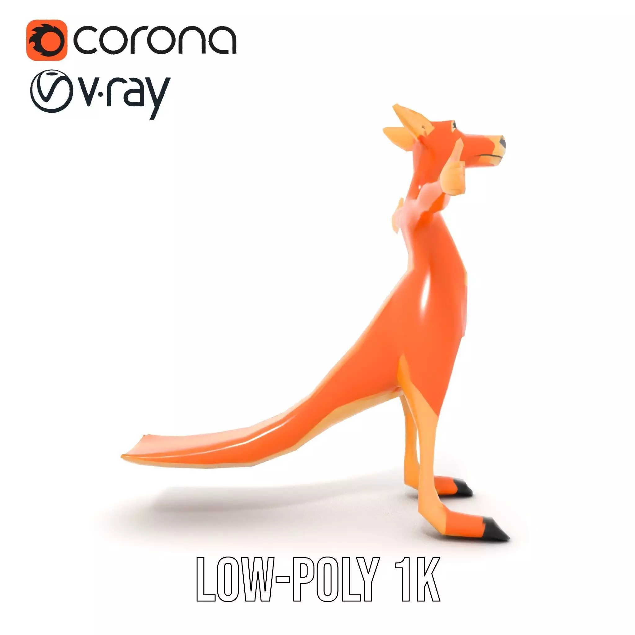 Playful Orange Kangaroo model pack Low-poly 3D model_19