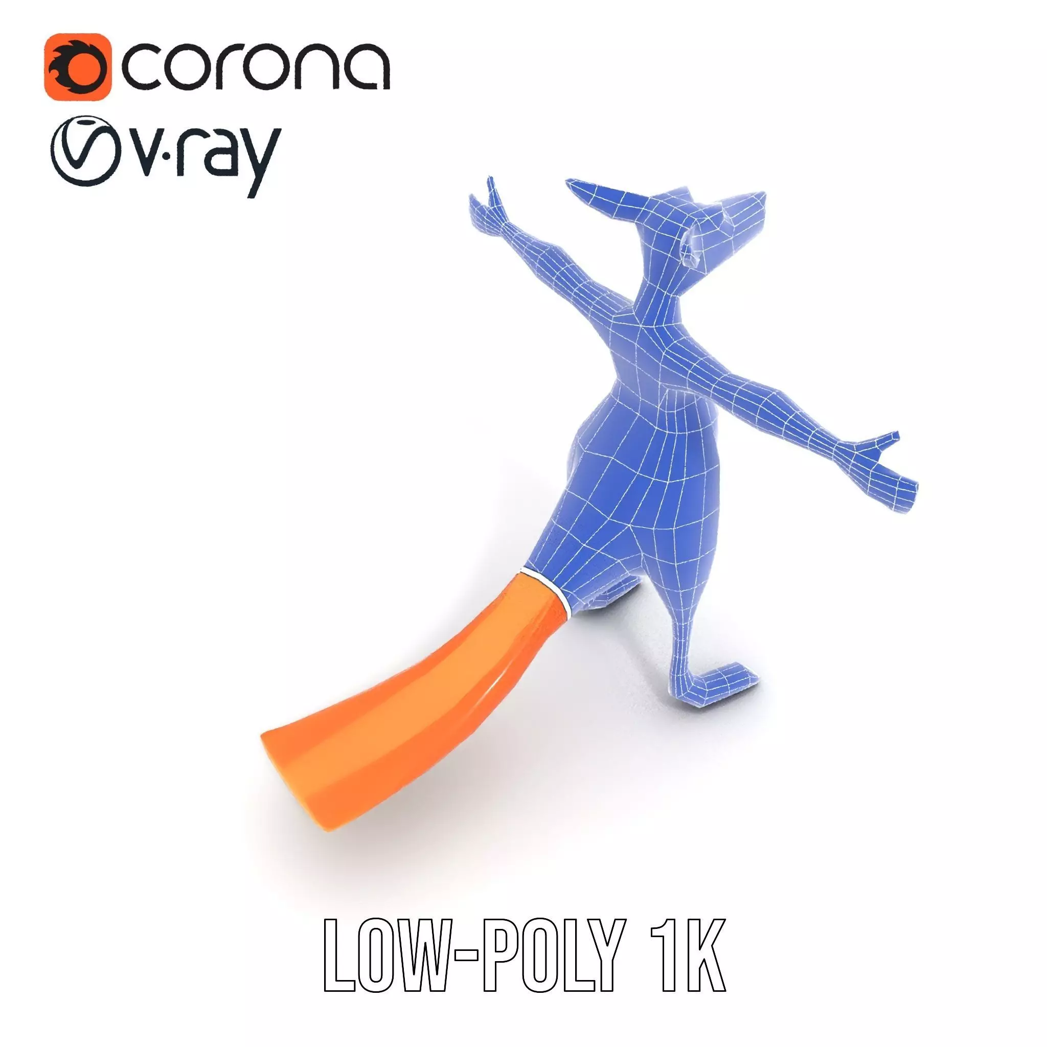 Playful Orange Kangaroo model pack Low-poly 3D model_27