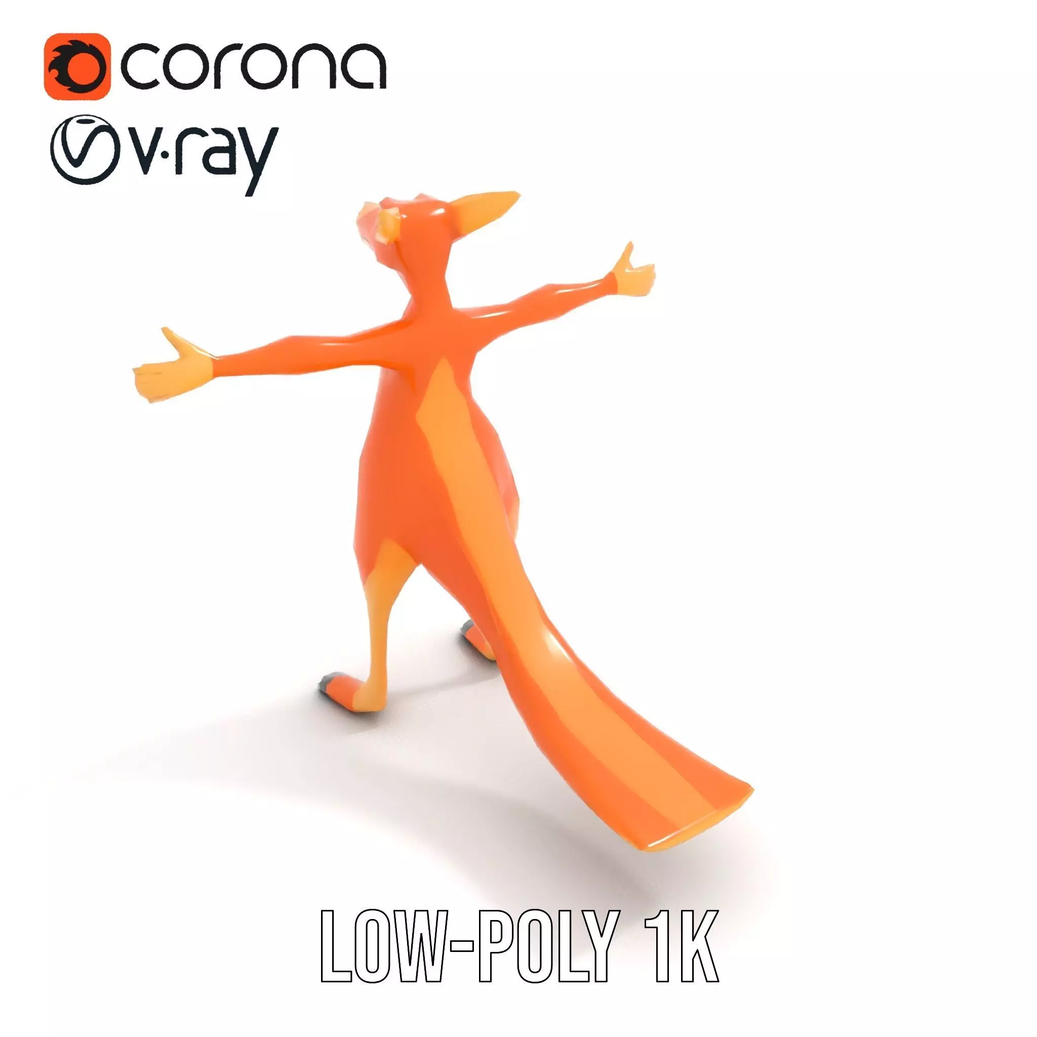 Playful Orange Kangaroo model pack Low-poly 3D model_7