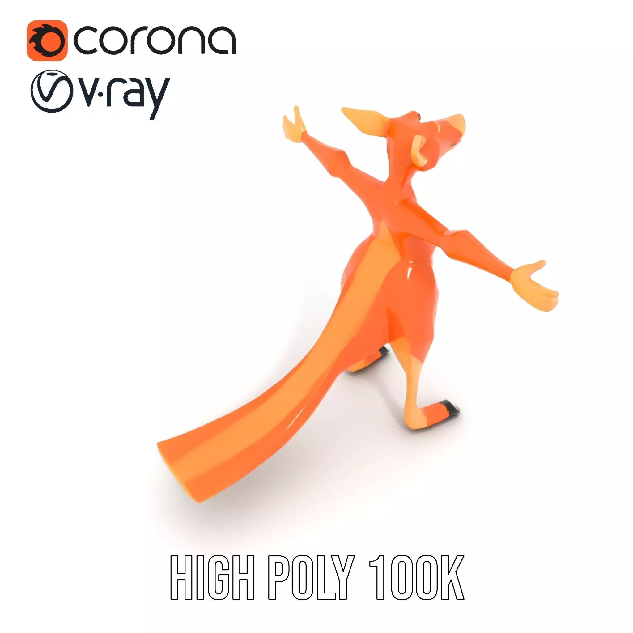 Playful Orange Kangaroo model pack Low-poly 3D model_17