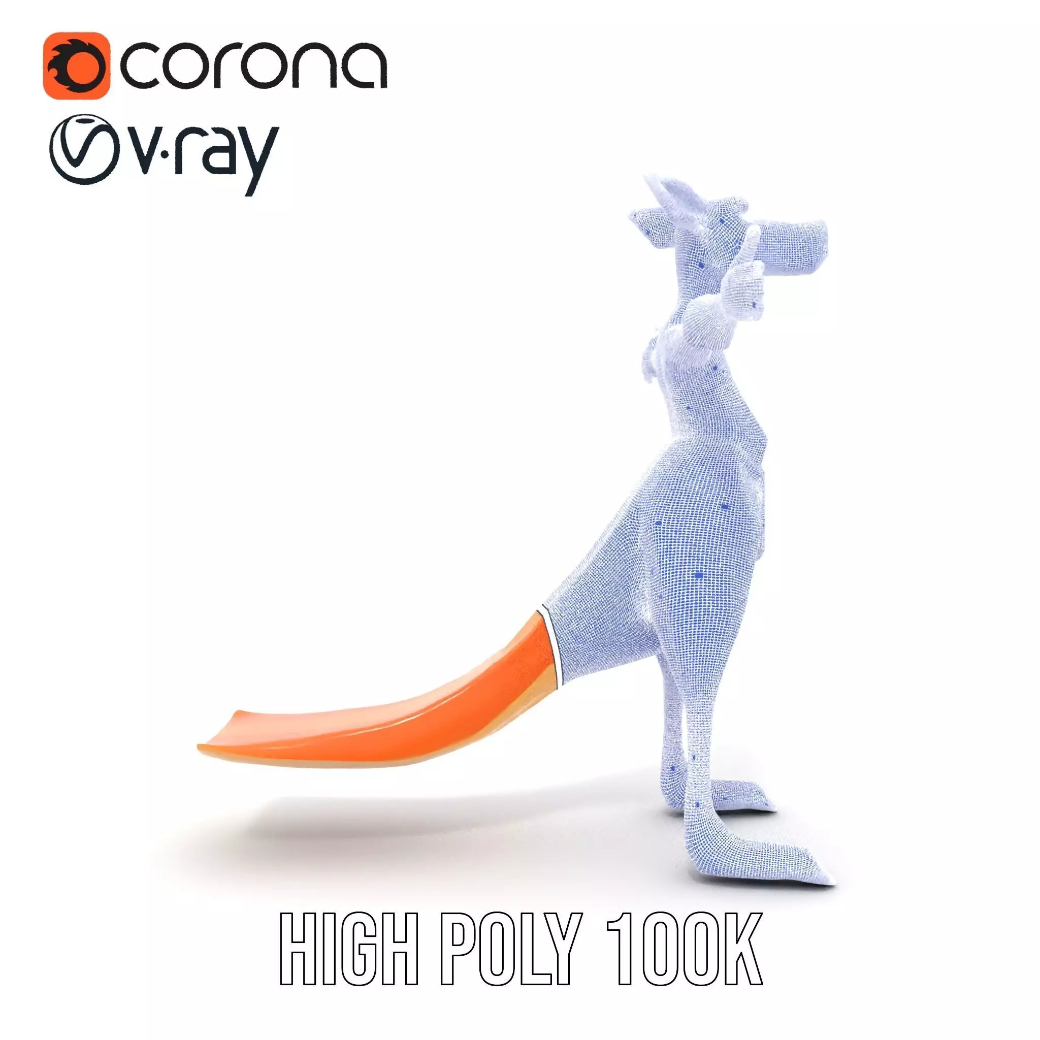 Playful Orange Kangaroo model pack Low-poly 3D model_34