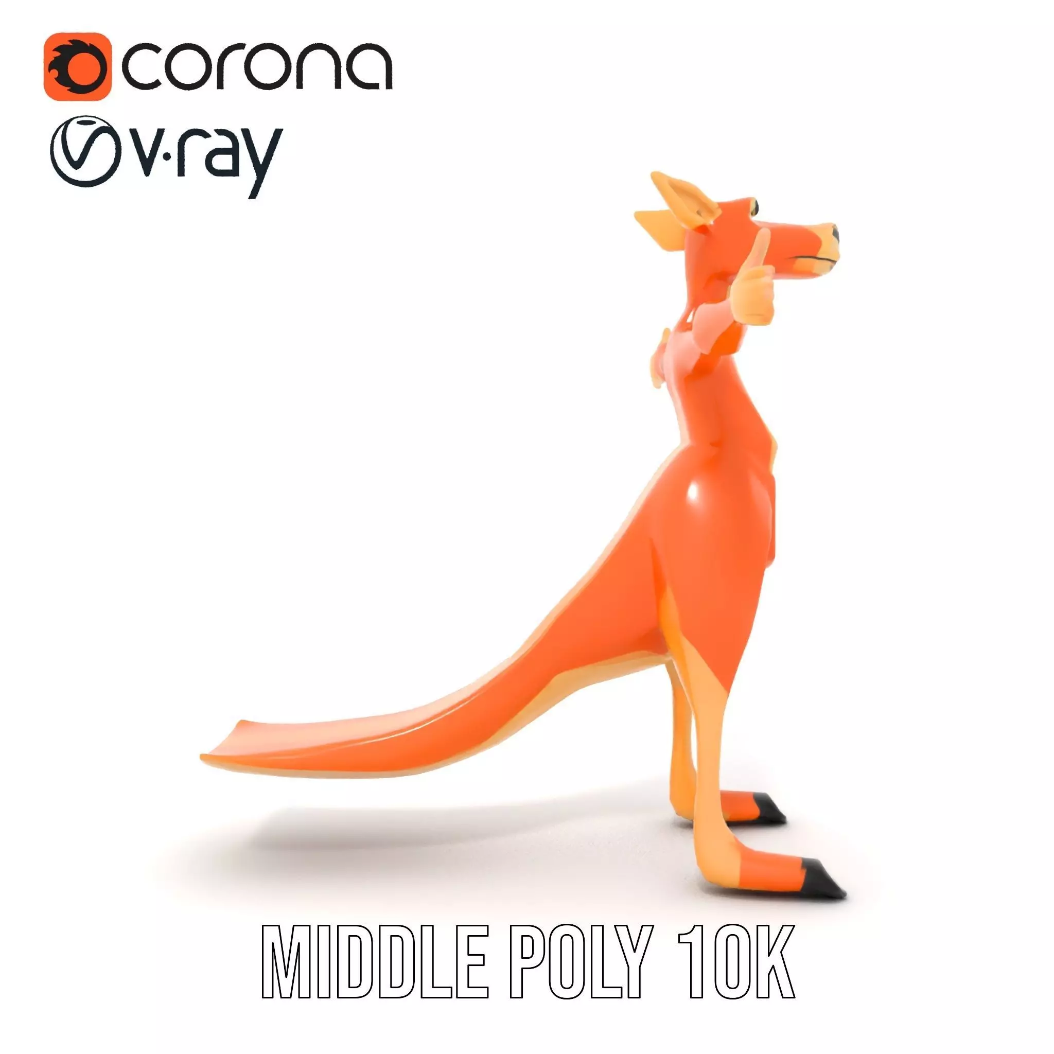 Playful Orange Kangaroo model pack Low-poly 3D model_24
