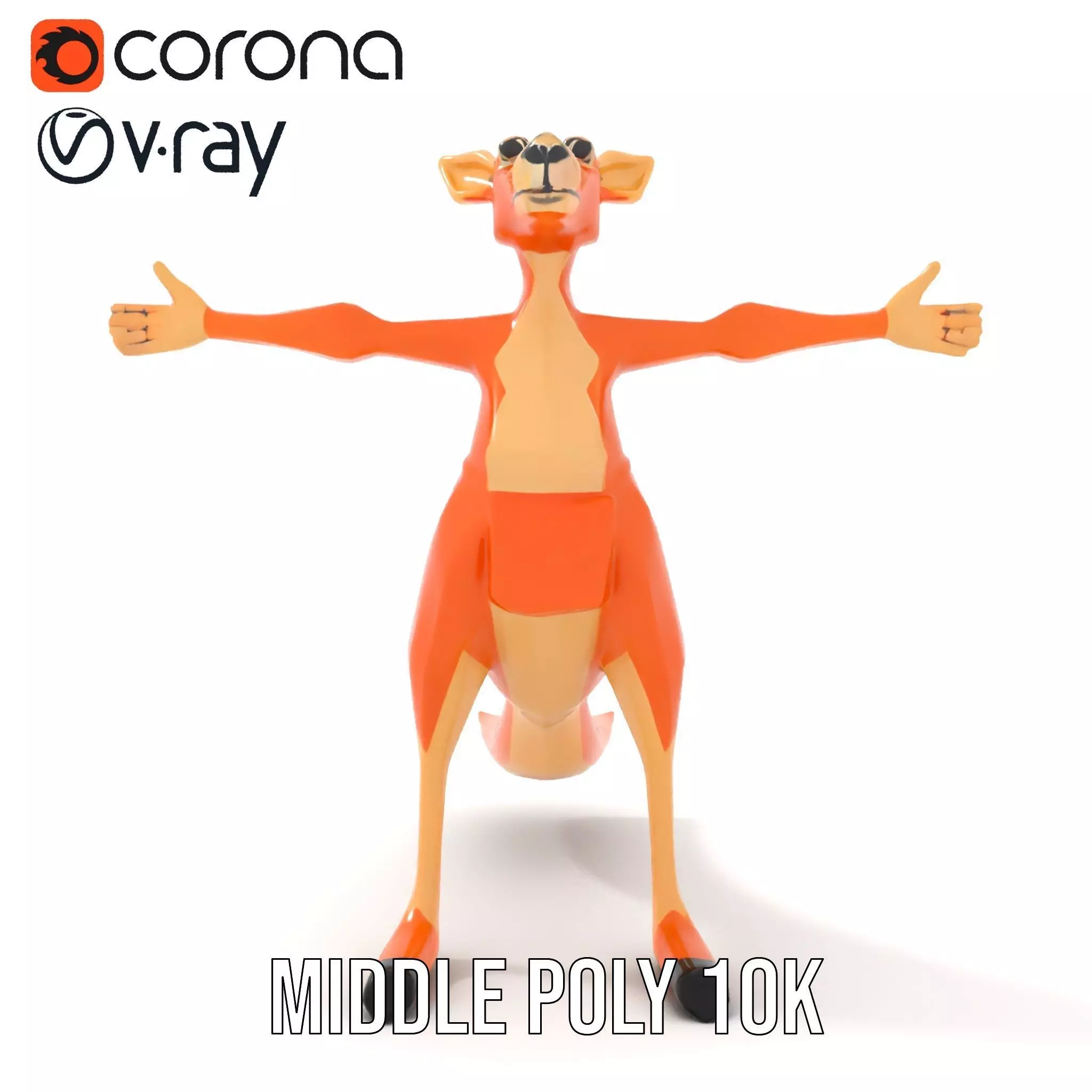 Playful Orange Kangaroo model pack Low-poly 3D model_11