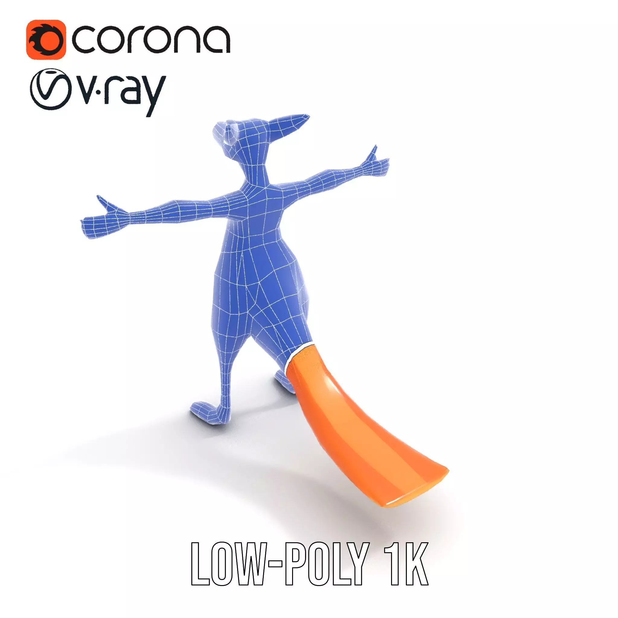 Playful Orange Kangaroo model pack Low-poly 3D model_16