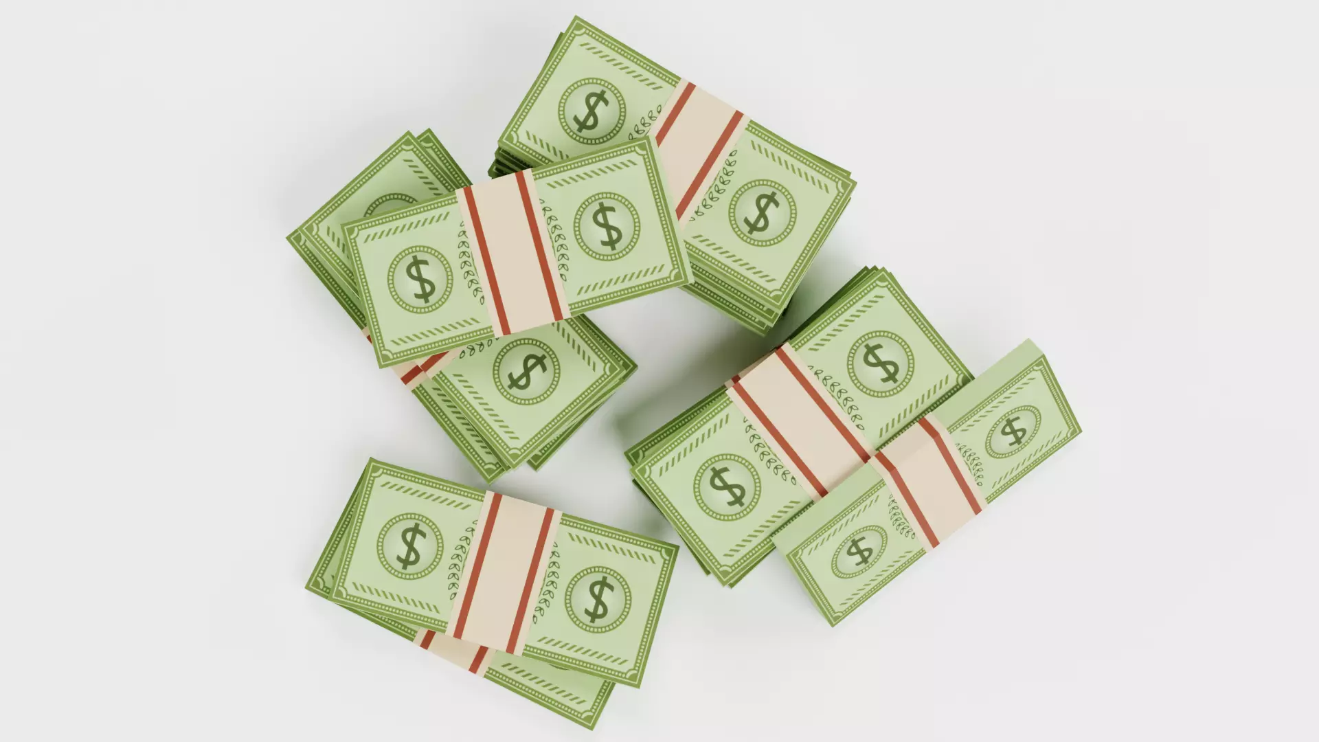 Pile of Cartoon Money Bills Low-poly 3D model_6