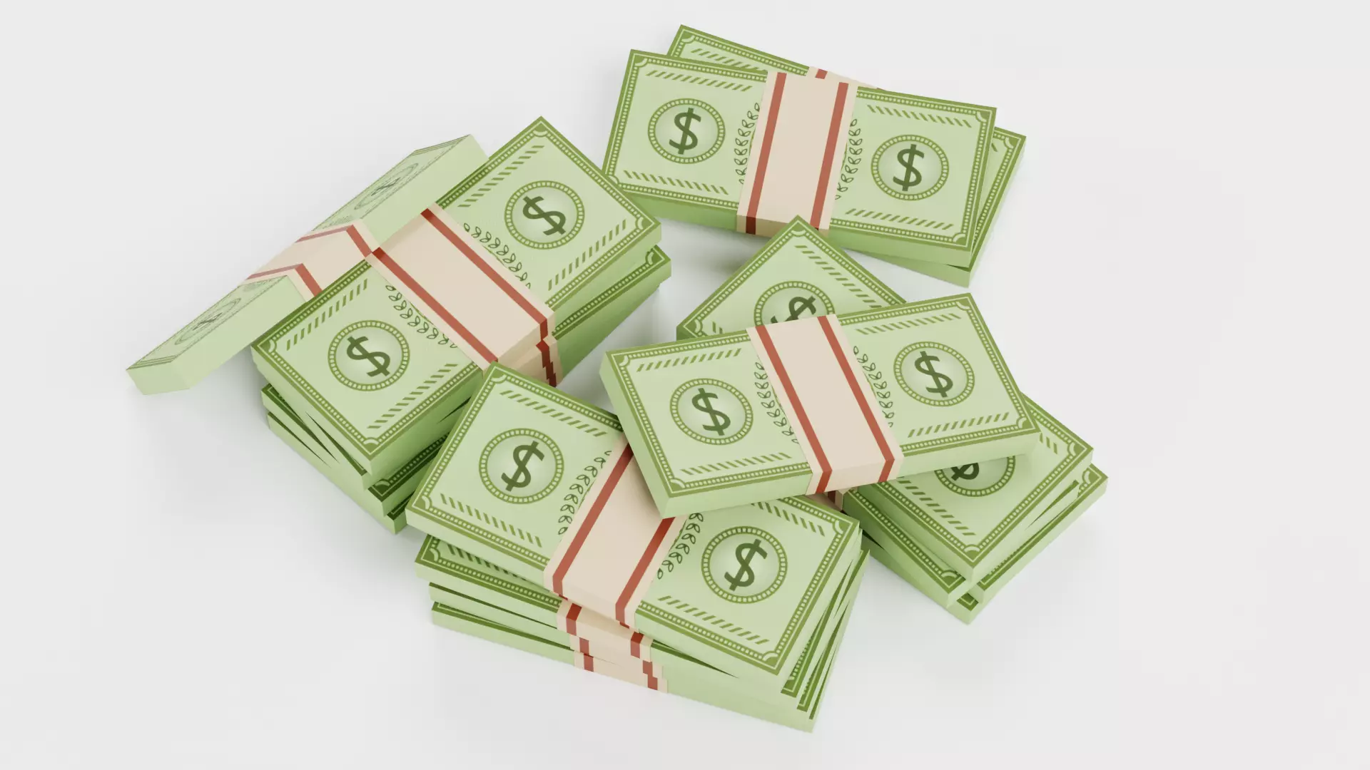 Pile of Cartoon Money Bills Low-poly 3D model_5