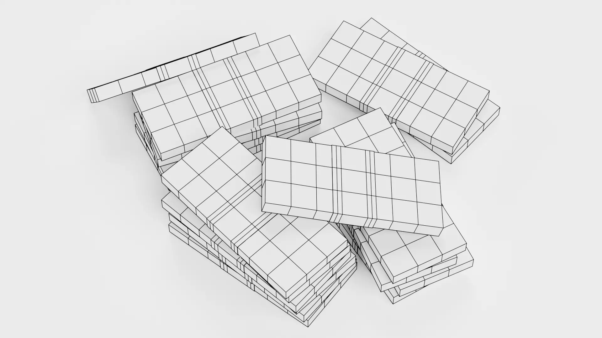 Pile of Cartoon Money Bills Low-poly 3D model_9