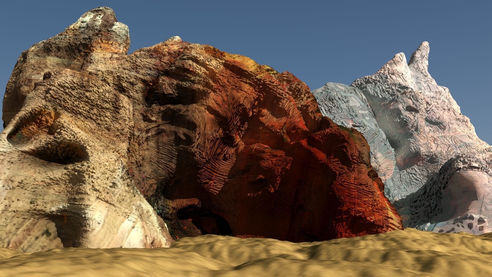 Mountain landscape Low-poly 3D model_1