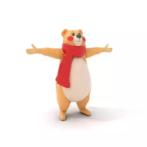 Cozy Bear Red Scarf model pack Low-poly 3D model