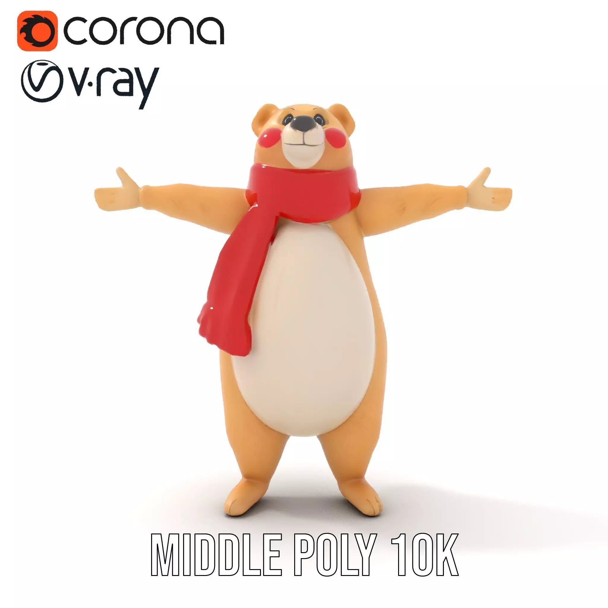Cozy Bear Red Scarf model pack Low-poly 3D model_24
