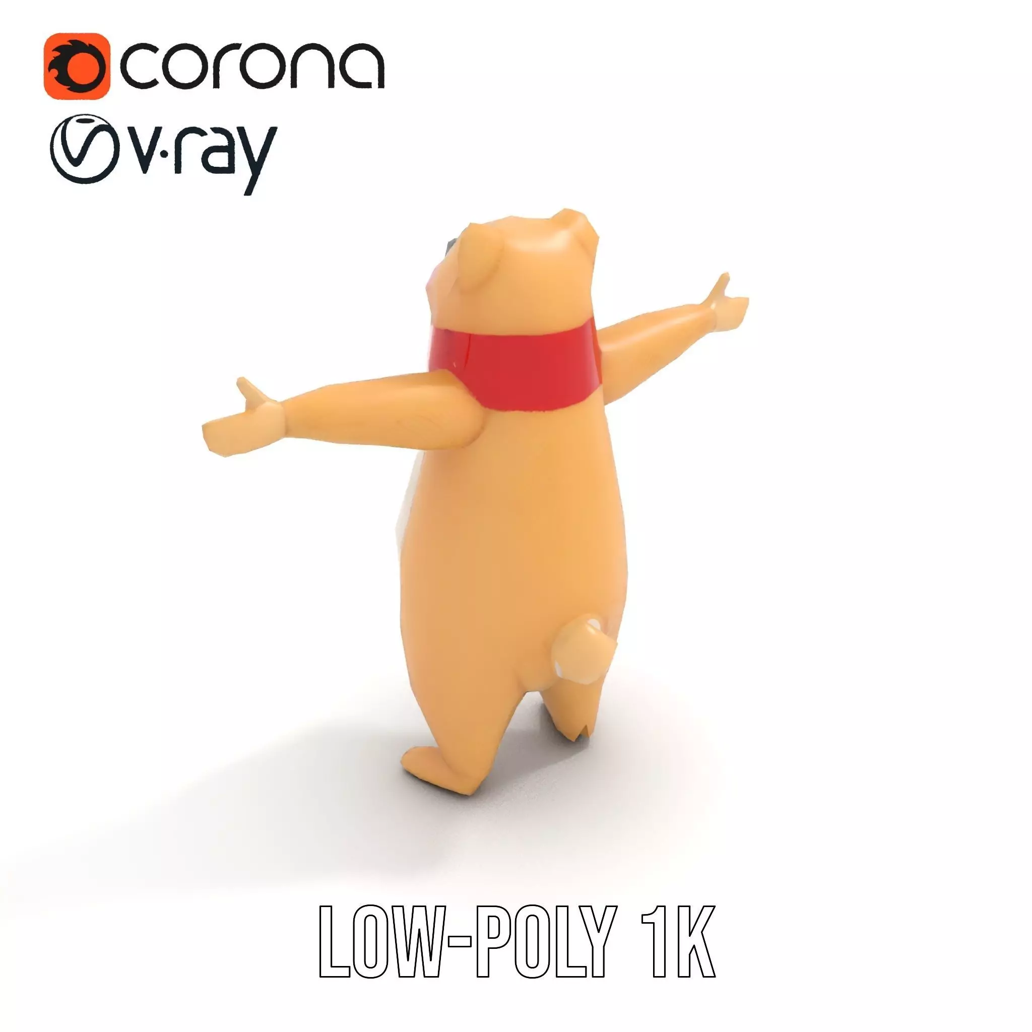 Cozy Bear Red Scarf model pack Low-poly 3D model_22