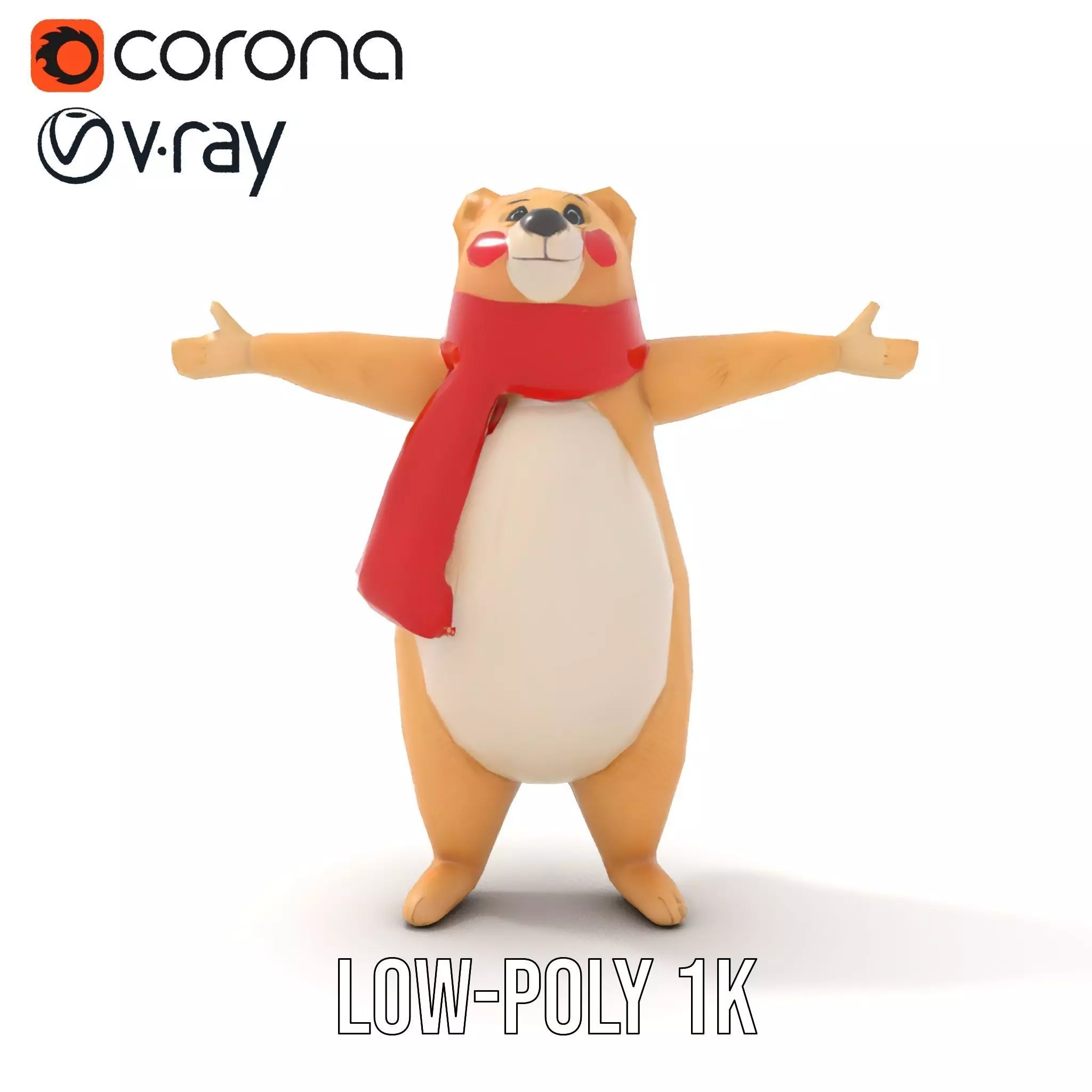 Cozy Bear Red Scarf model pack Low-poly 3D model_20