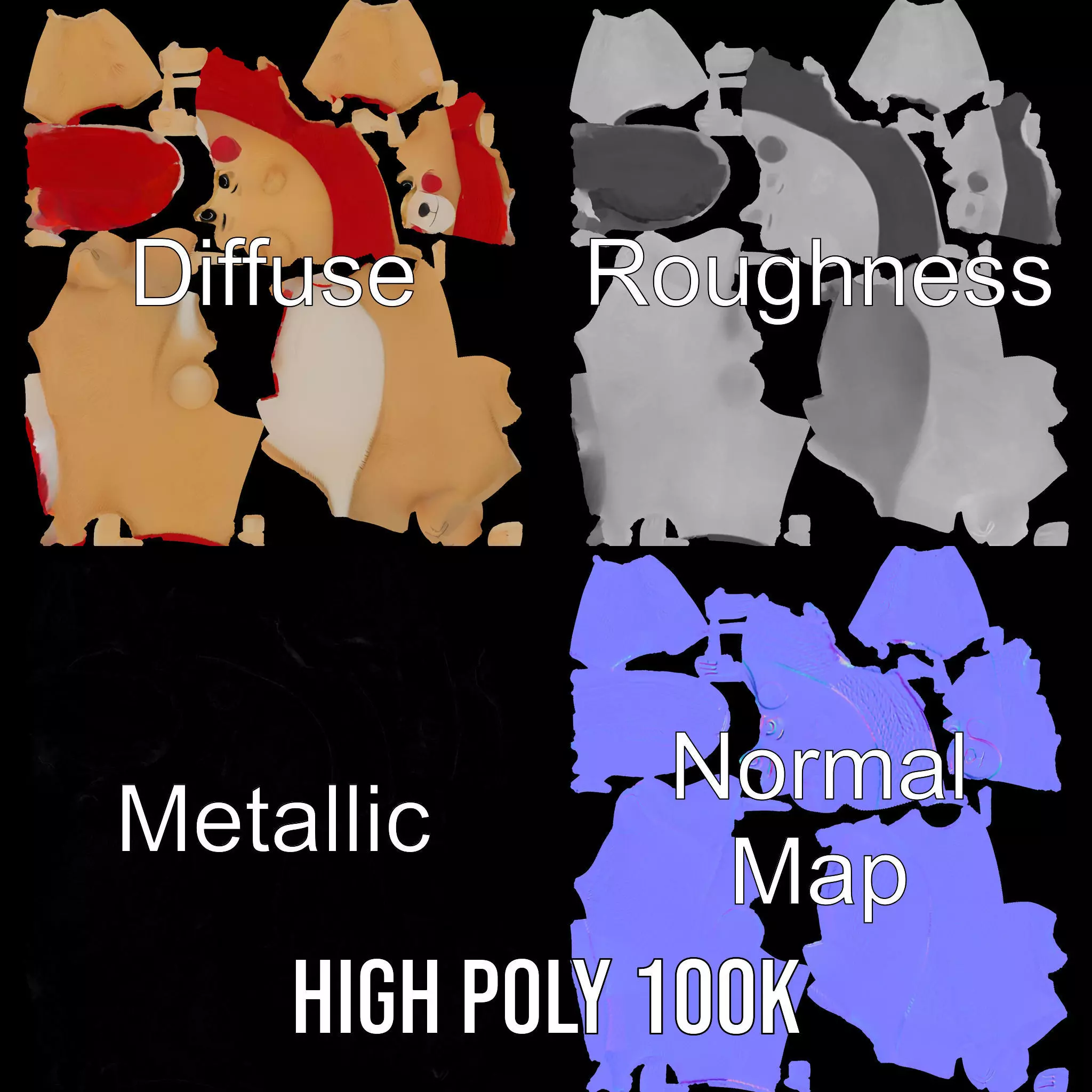 Cozy Bear Red Scarf model pack Low-poly 3D model_3