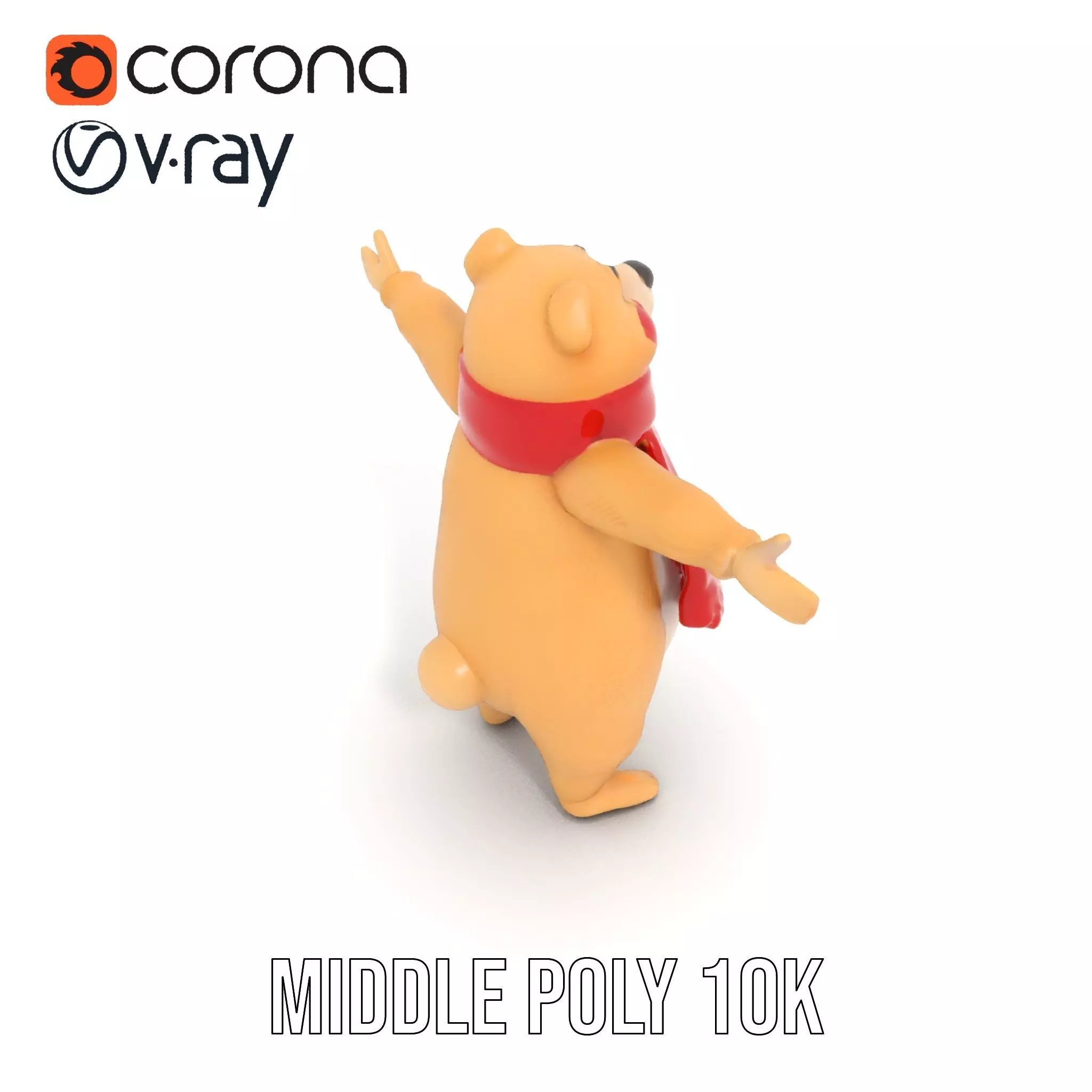 Cozy Bear Red Scarf model pack Low-poly 3D model_5