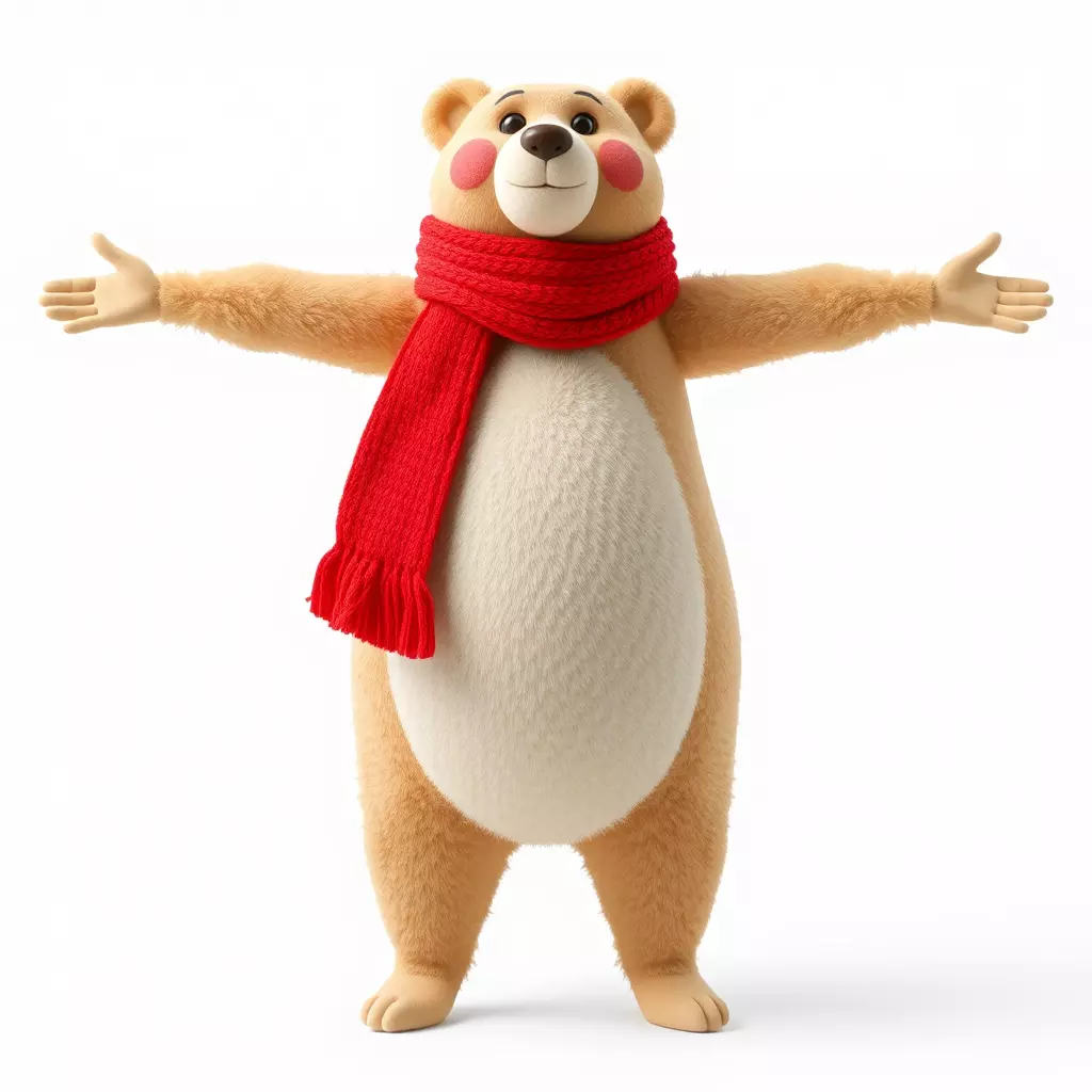 Cozy Bear Red Scarf model pack Low-poly 3D model_2