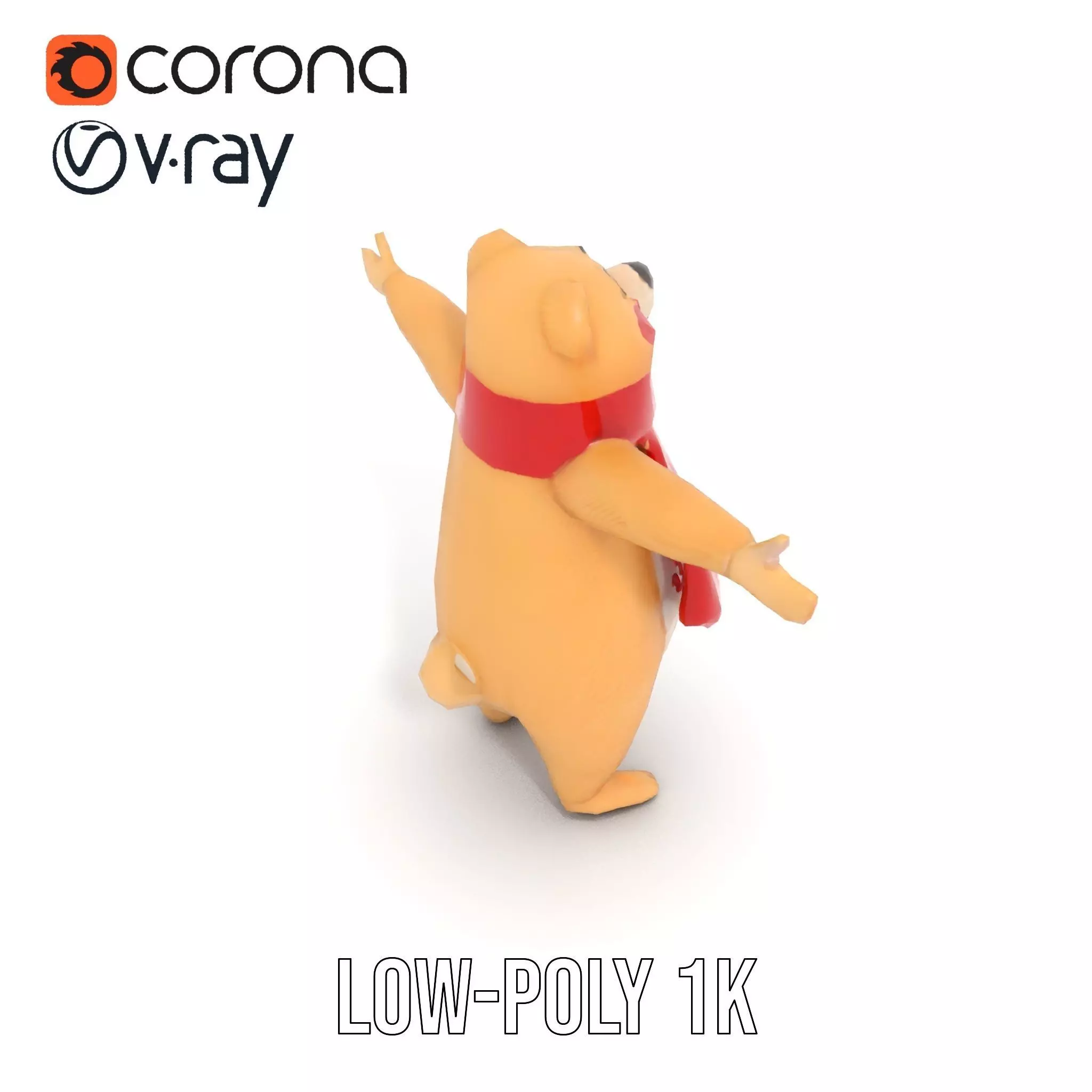 Cozy Bear Red Scarf model pack Low-poly 3D model_14