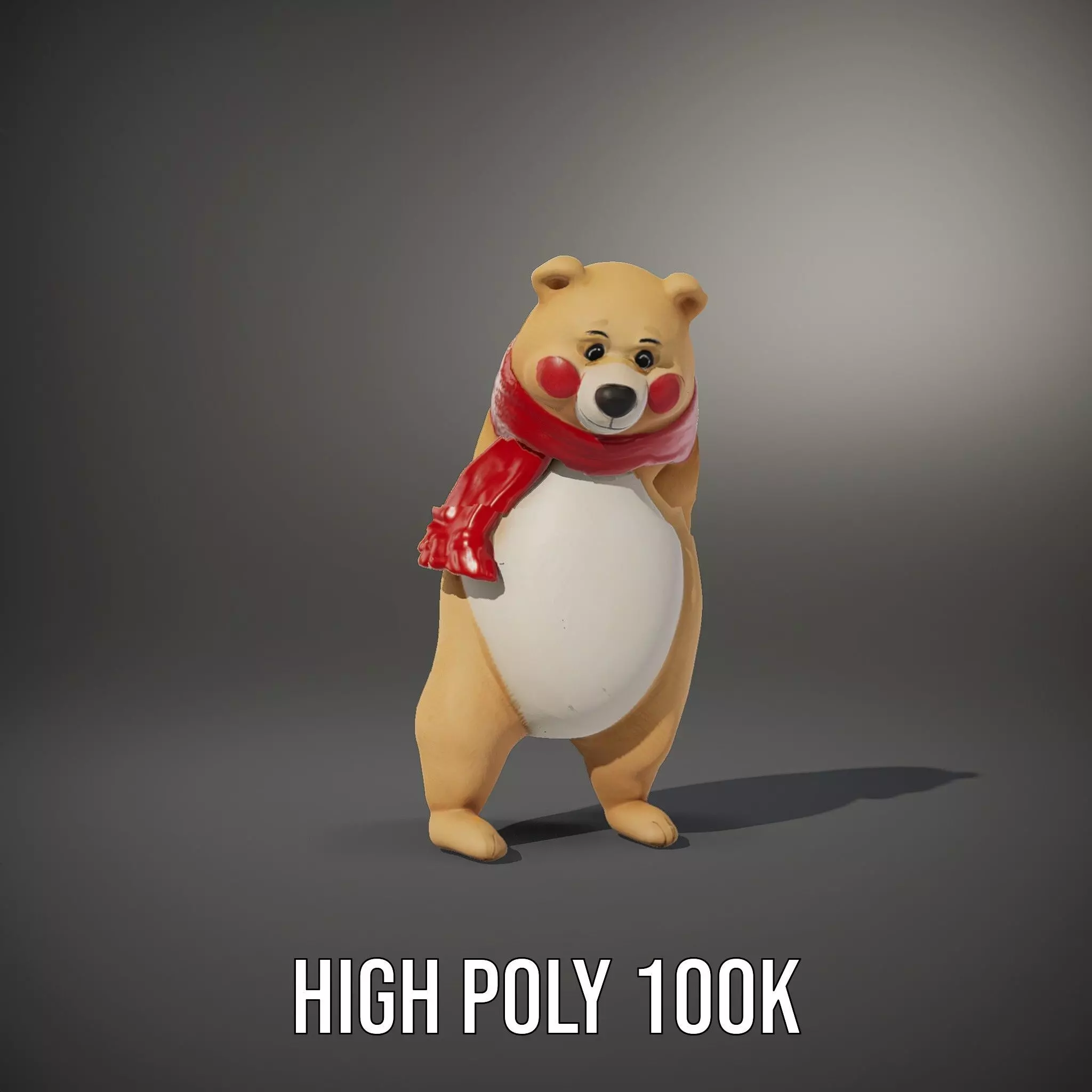 Cozy Bear Red Scarf model pack Low-poly 3D model_8