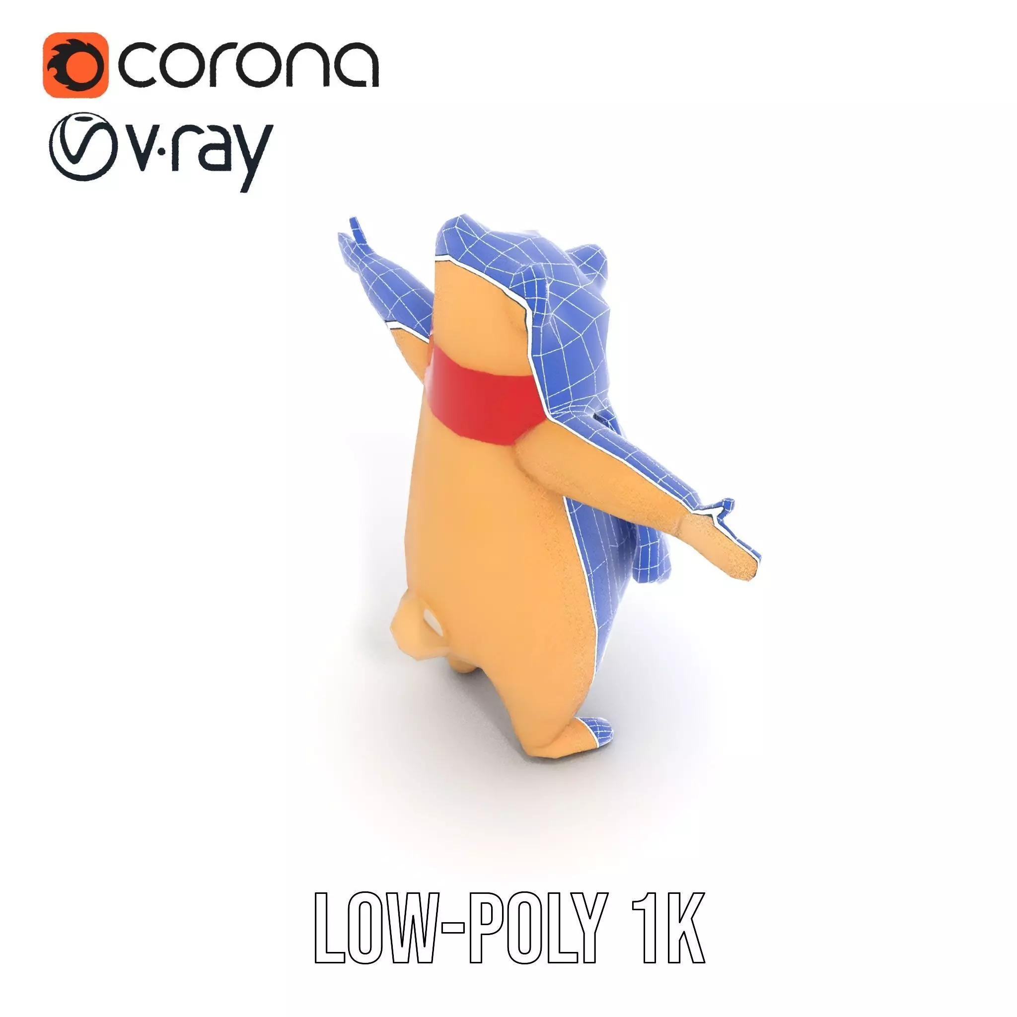 Cozy Bear Red Scarf model pack Low-poly 3D model_28