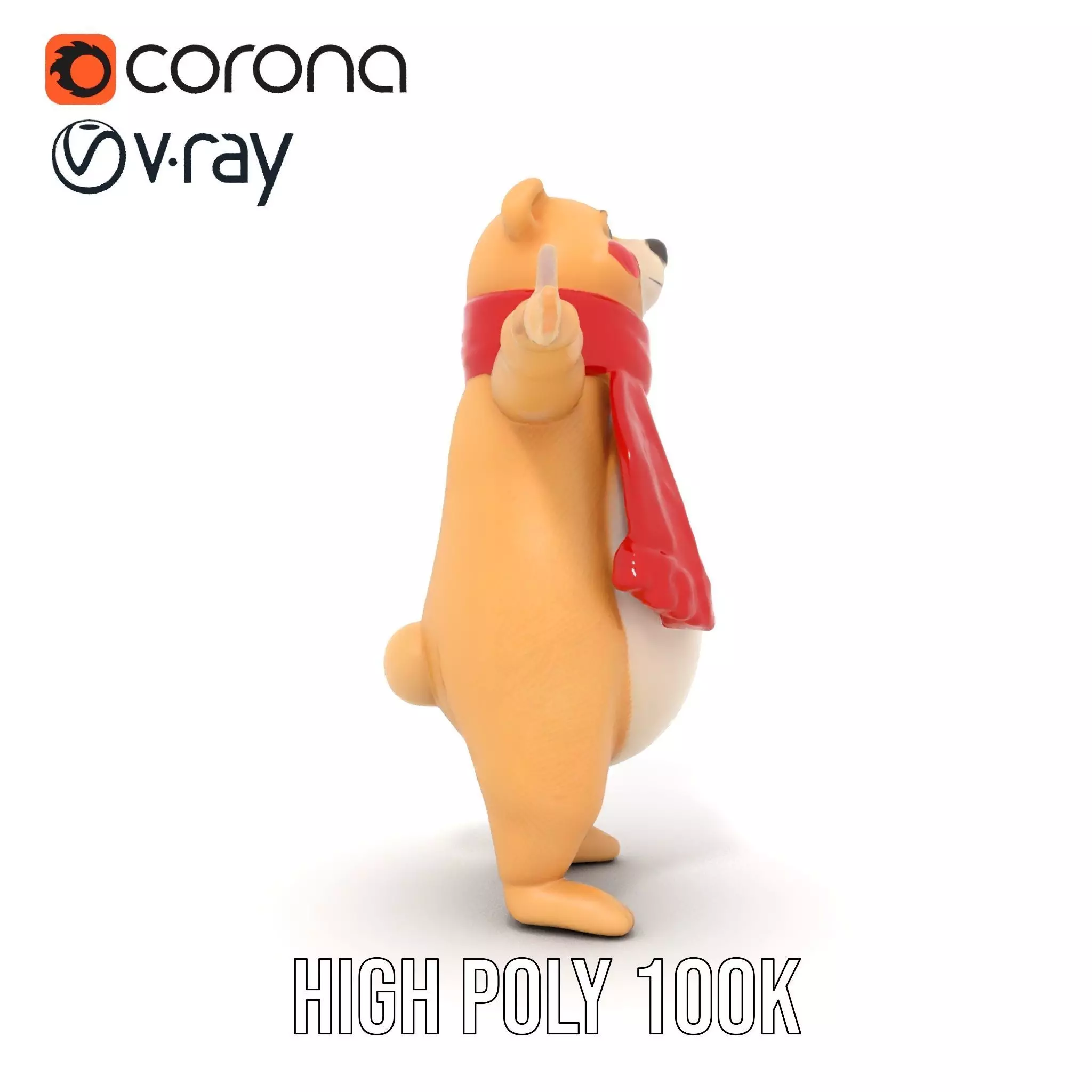 Cozy Bear Red Scarf model pack Low-poly 3D model_26