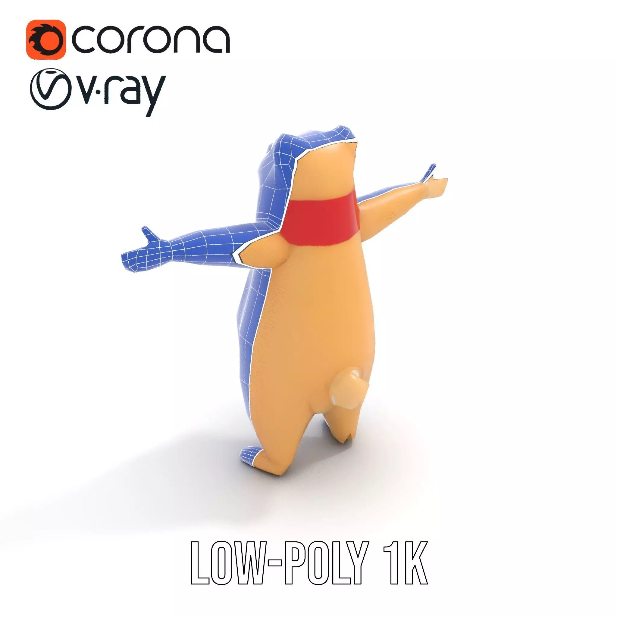 Cozy Bear Red Scarf model pack Low-poly 3D model_9