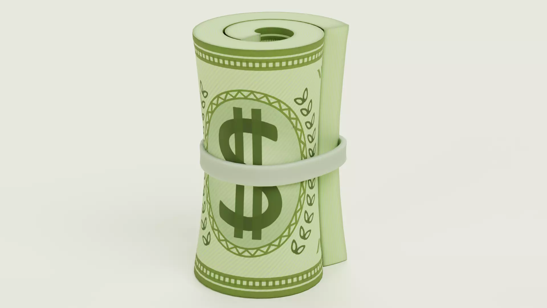 Cartoon Money Bills Roll - Rolled Cash Bundle Low-poly 3D model