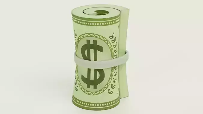 Cartoon Money Bills Roll - Rolled Cash Bundle