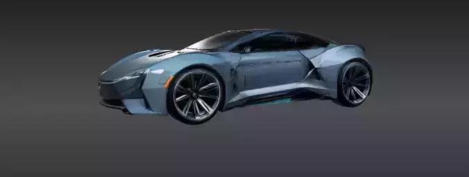Futuristic Electric Concept Car 3D Print Model Original Design Low-poly 3D model