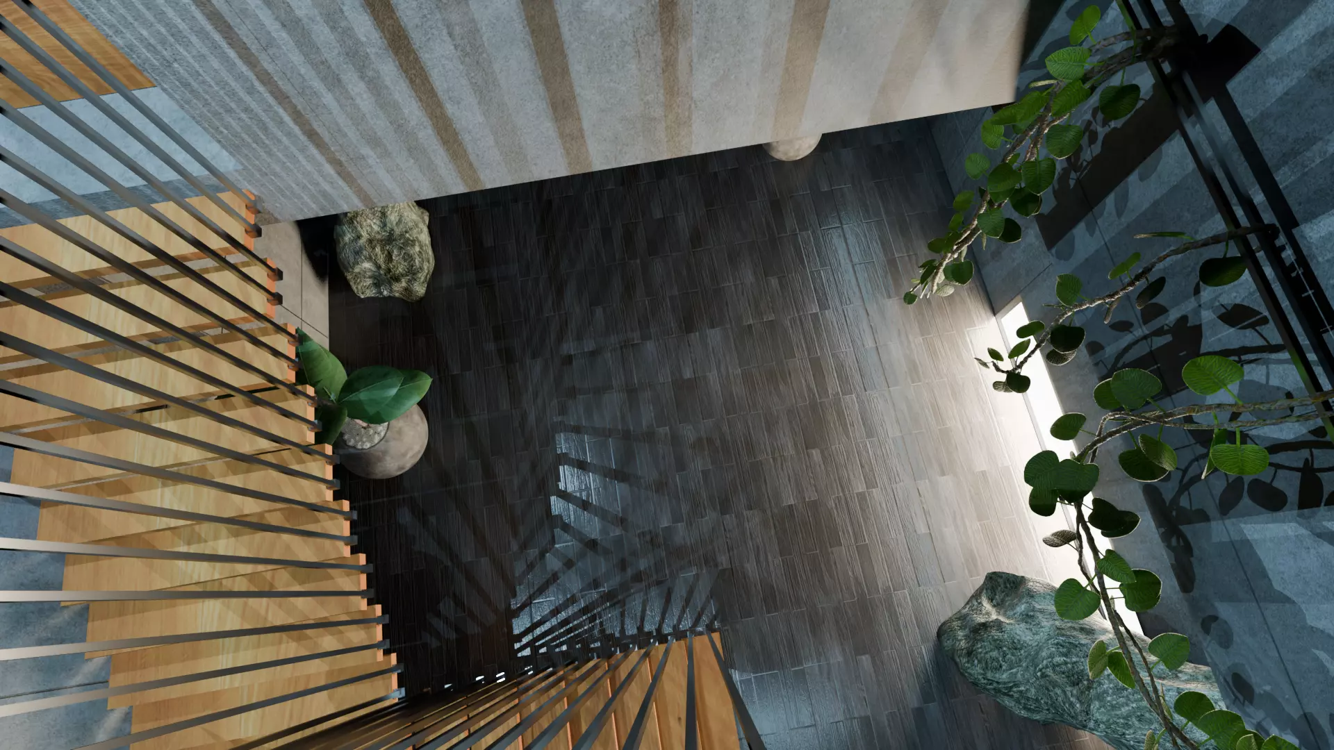 Concrete Interior Equipped - Modern Minimalist Hall Low-poly 3D model_8