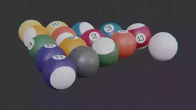 Pool Ball Set with 16 colored billiard spheres