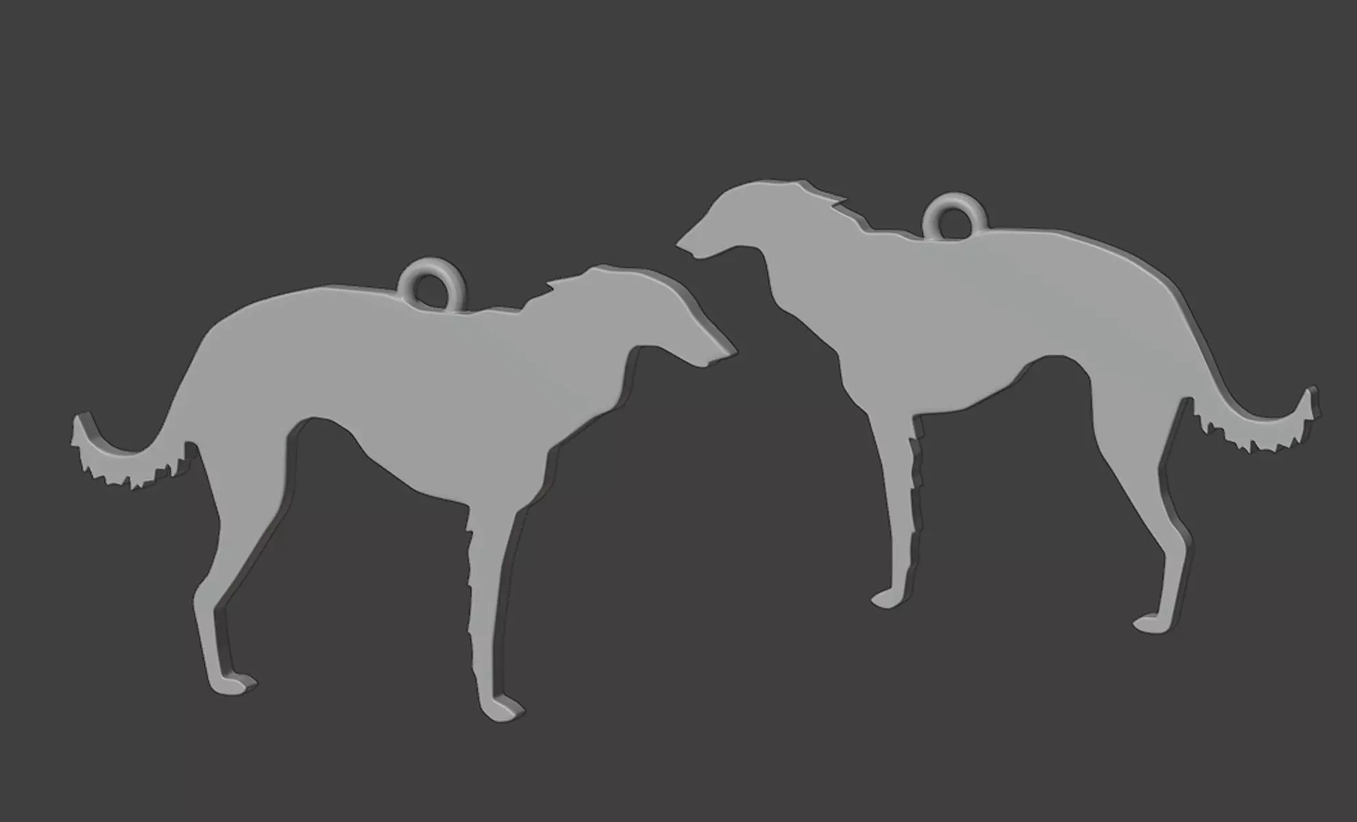 Borzoi Dog Minimalist Modern Pendant 3D print model 3D print model_1