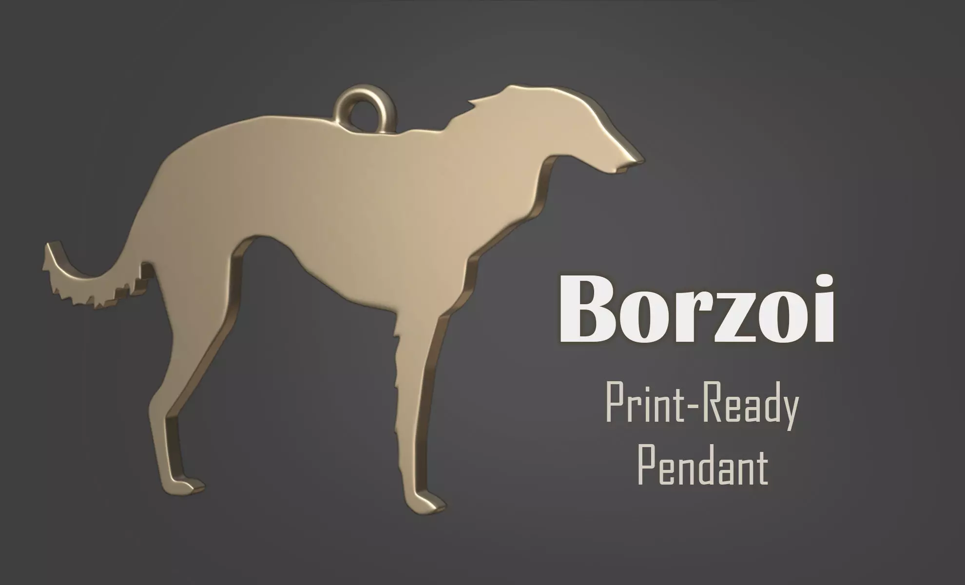 Borzoi Dog Minimalist Modern Pendant 3D print model 3D print model_0