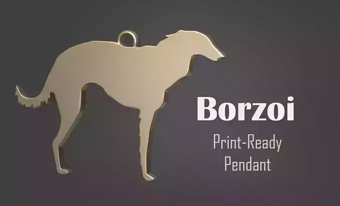 Borzoi Dog Minimalist Modern Pendant 3D print model