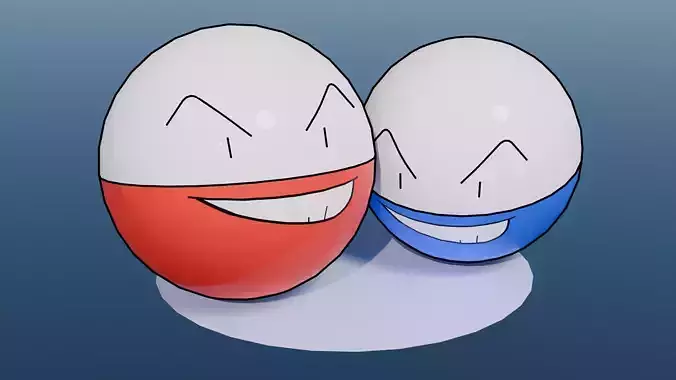 Pokemon Electrode and Shiny version  Low-poly 3D model