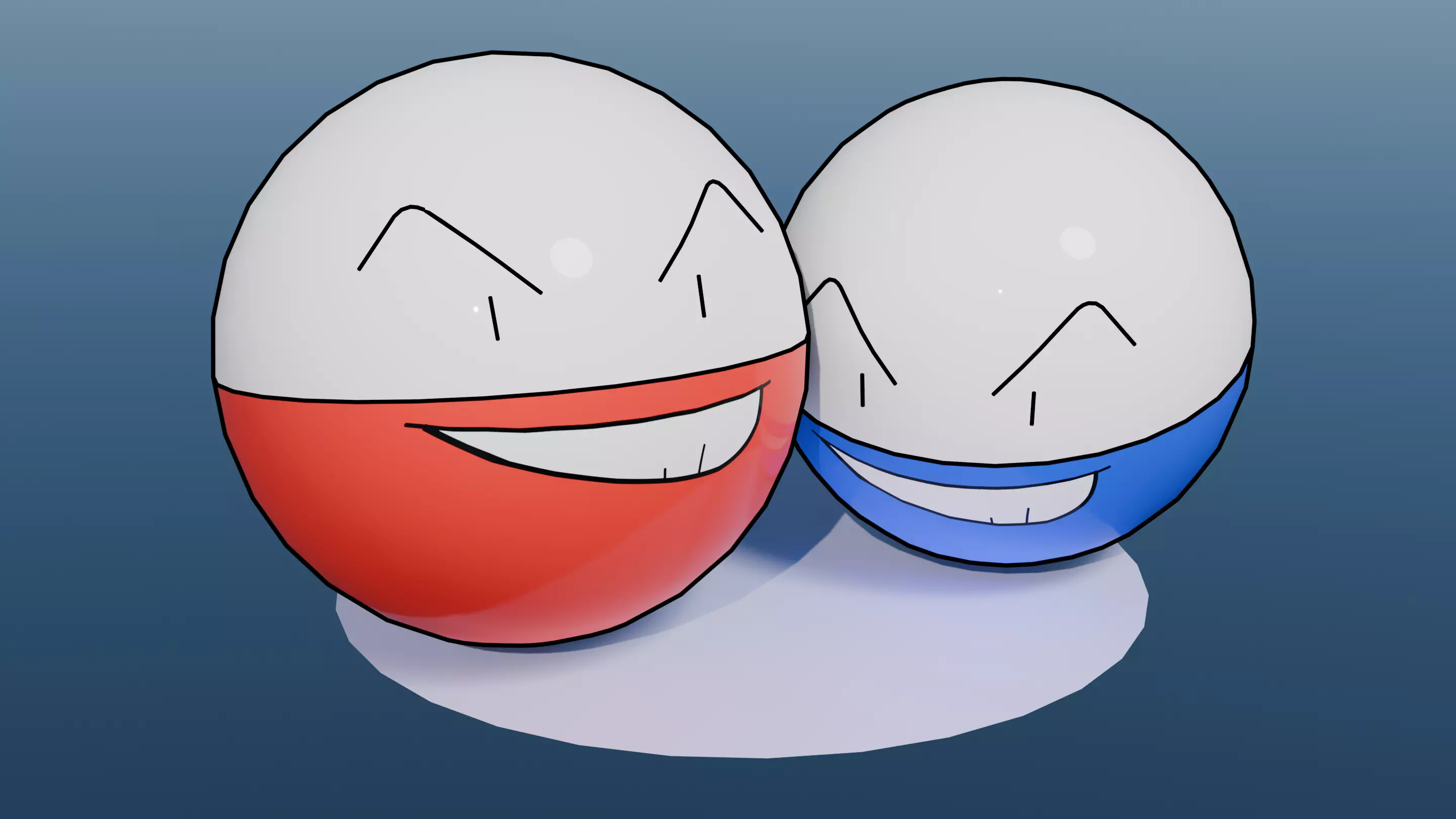 Pokemon Electrode and Shiny version  Low-poly 3D model_0