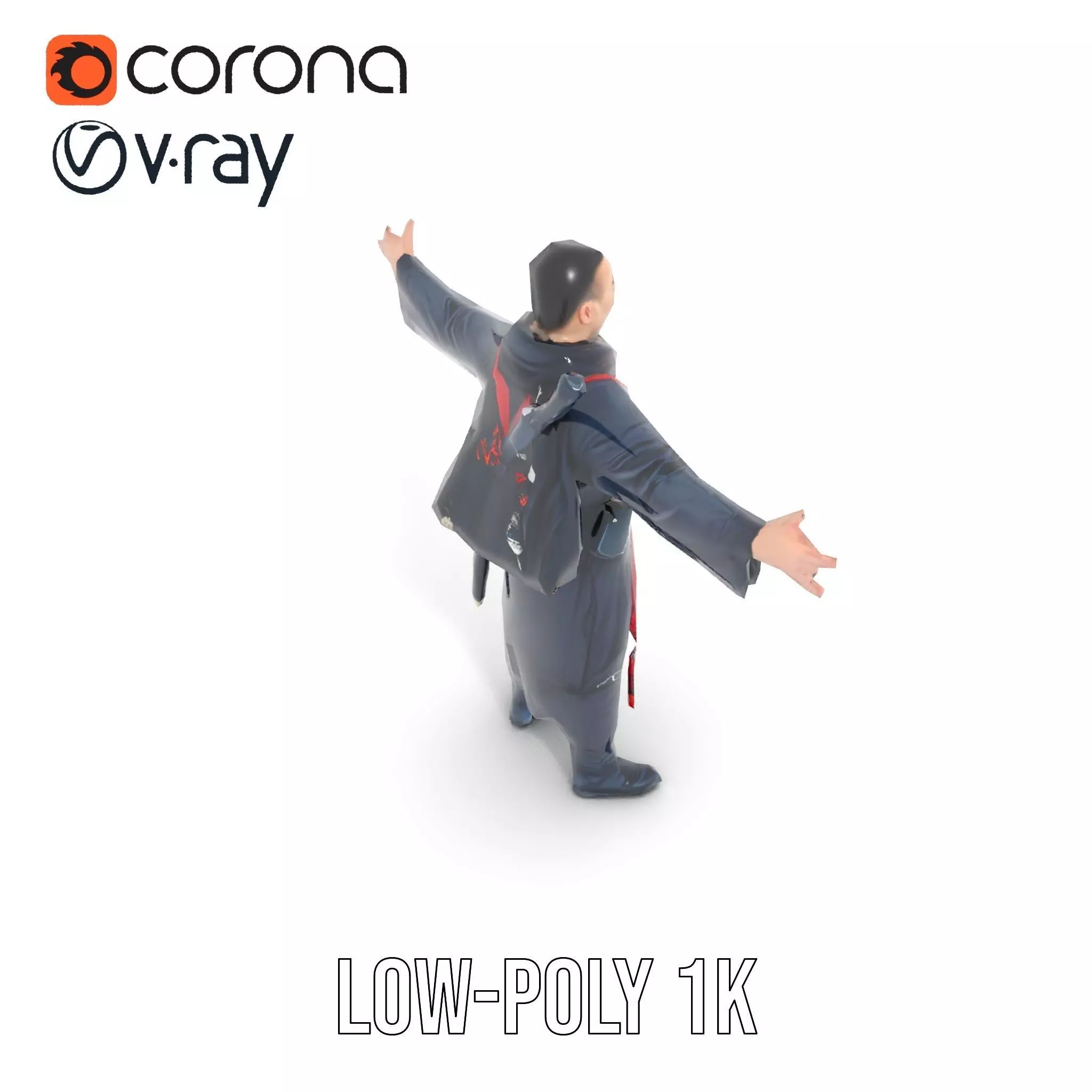 Warrior Monk Outfit model pack Low-poly 3D model_9