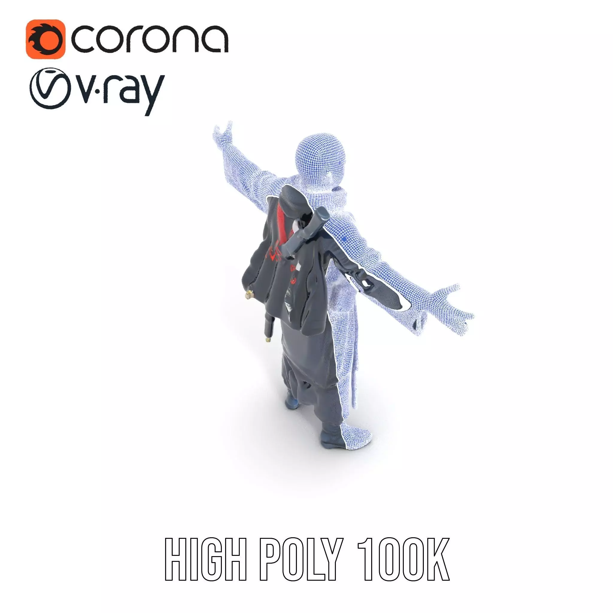 Warrior Monk Outfit model pack Low-poly 3D model_33