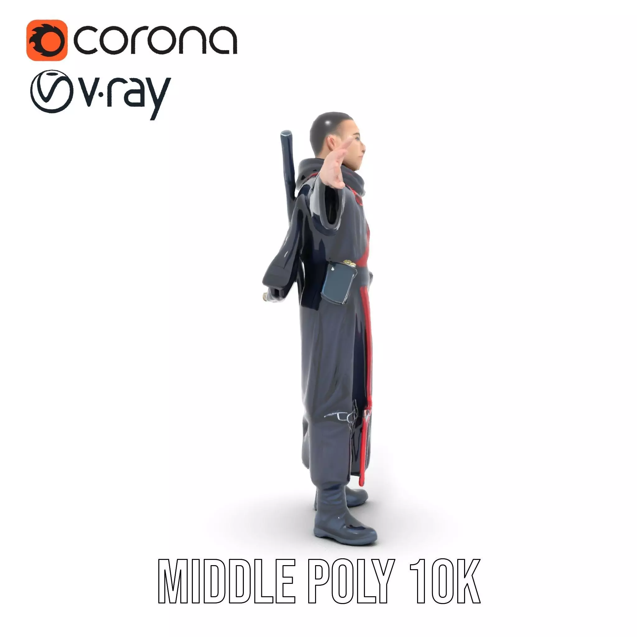 Warrior Monk Outfit model pack Low-poly 3D model_5